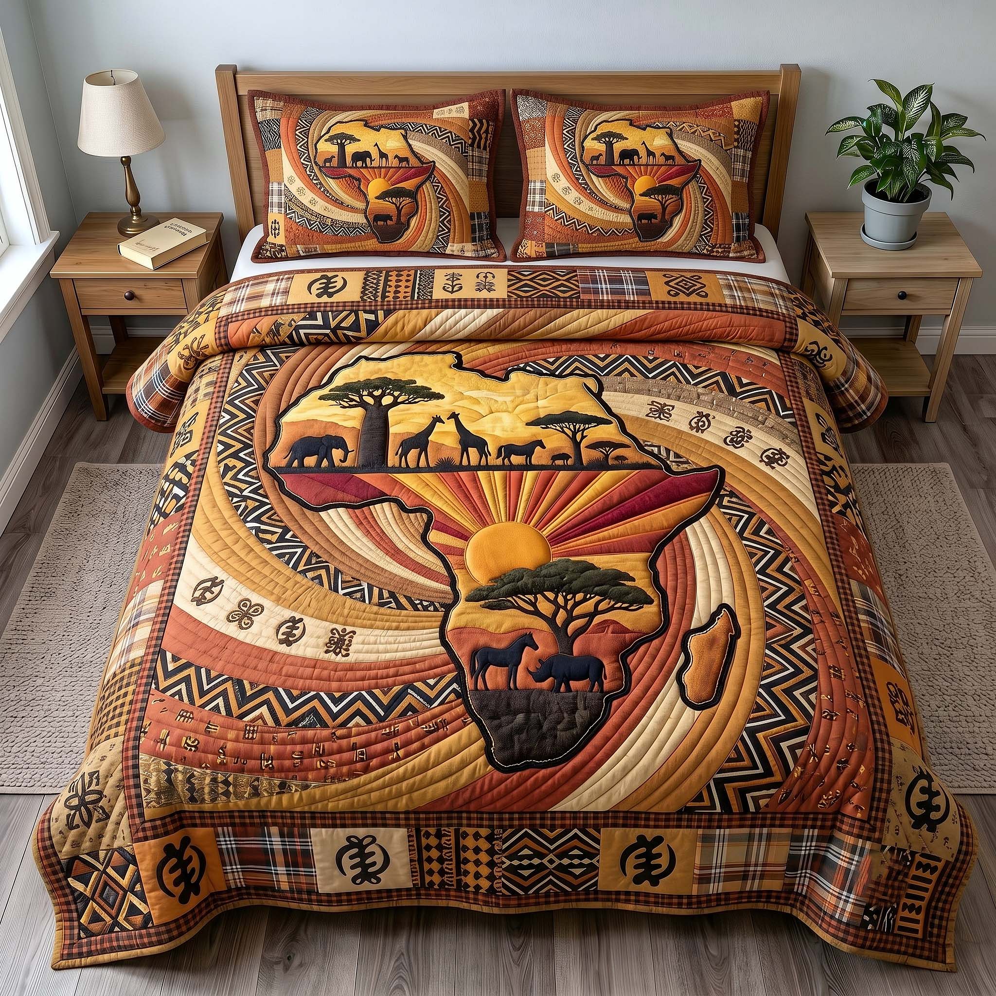 African Roots 3-Piece Quilted Bedding Set GFTOTP19669