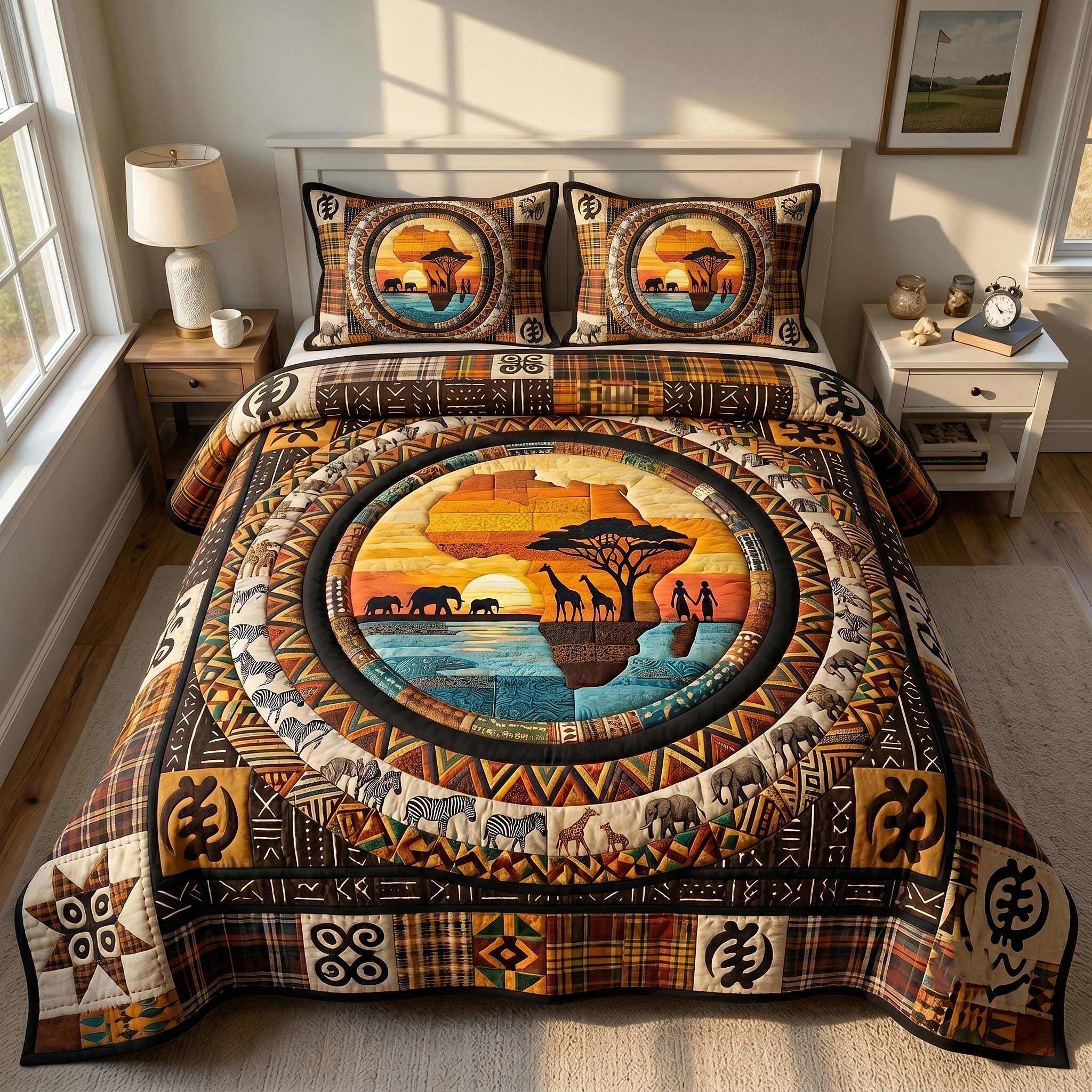 African Roots 3-Piece Quilted Bedding Set GFTOTP19671