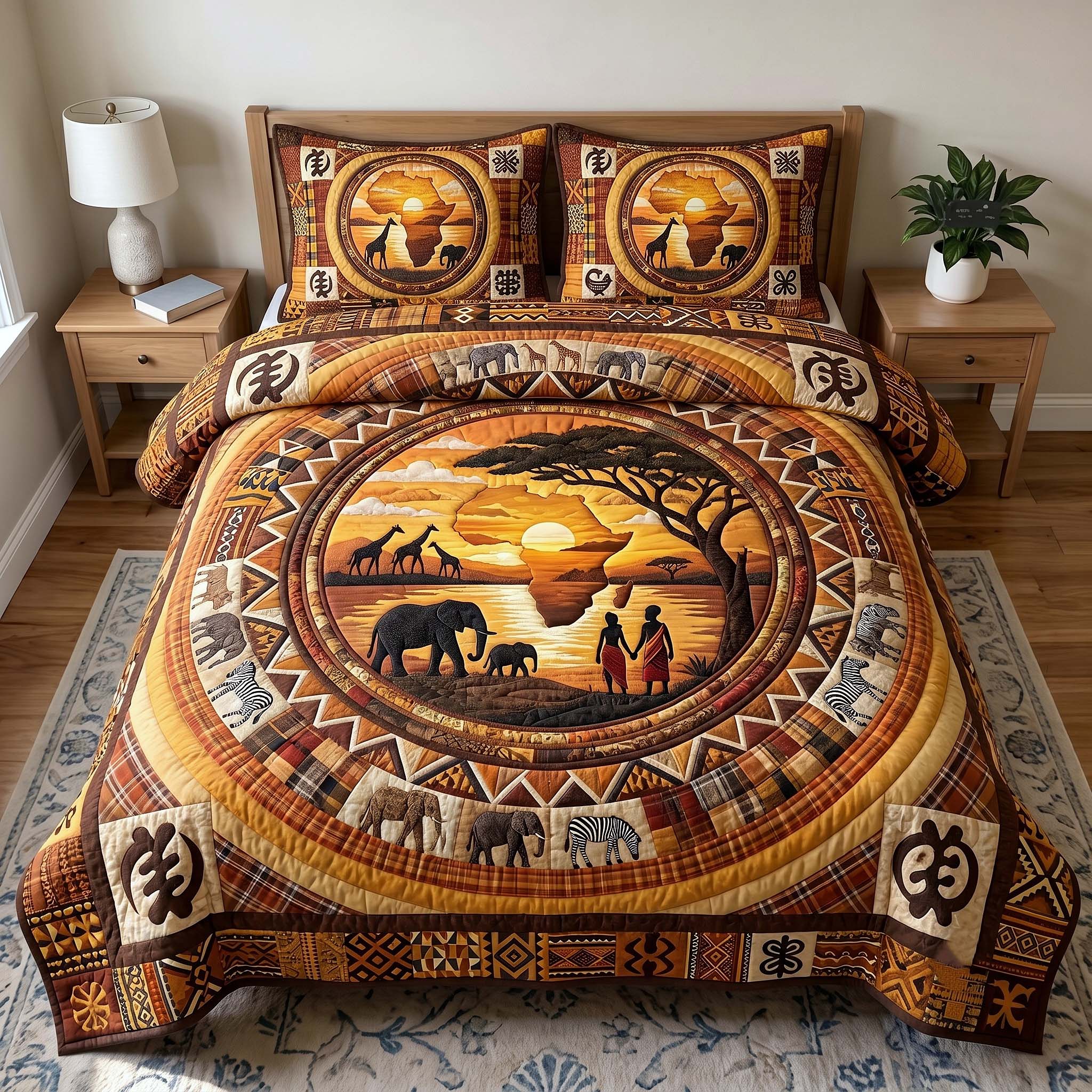 African Roots 3-Piece Quilted Bedding Set GFTOTP19672