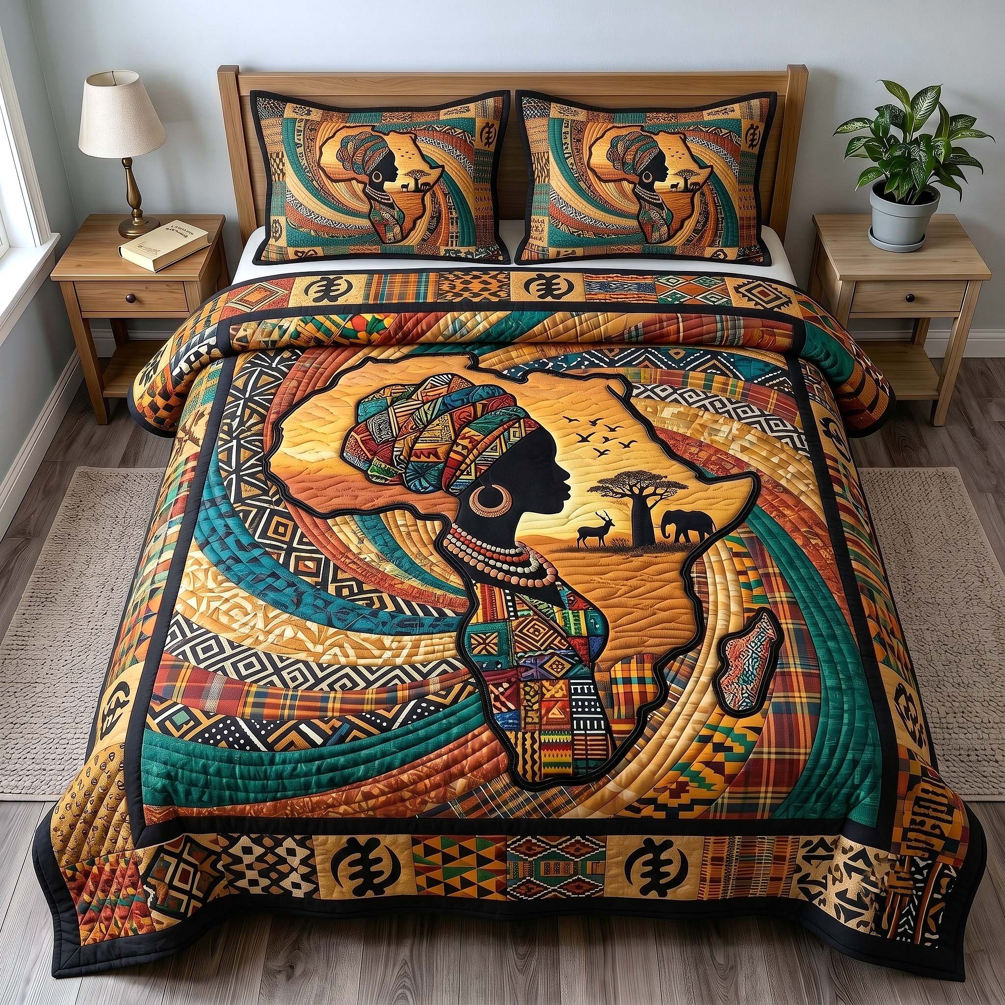 African Roots 3-Piece Quilted Bedding Set GFTOTP19673