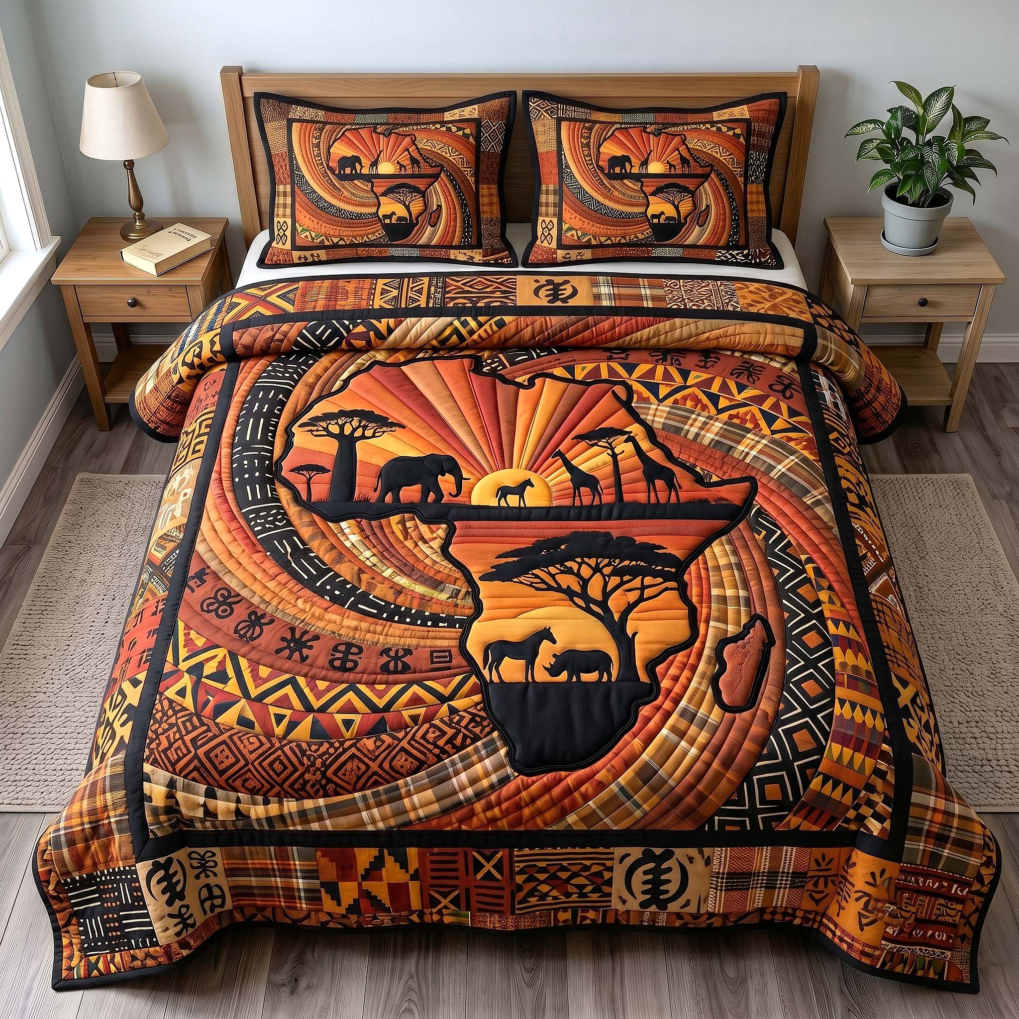 African Roots 3-Piece Quilted Bedding Set GFTOTP19674