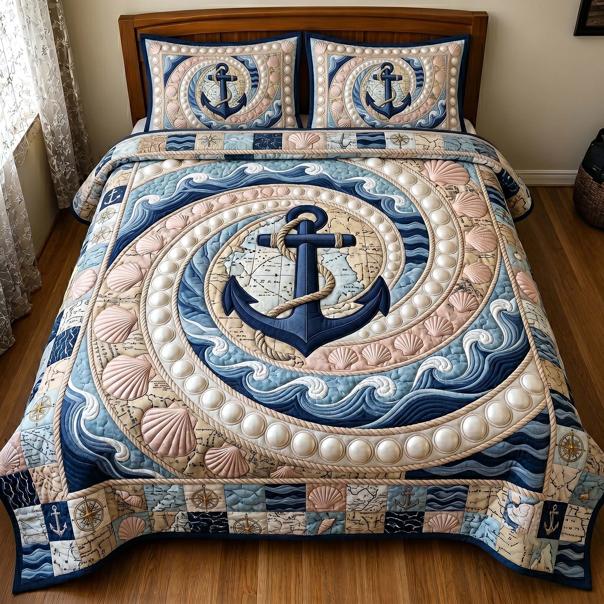 Coastal Anchor 3-Piece Quilted Bedding Set GFTOTP19675