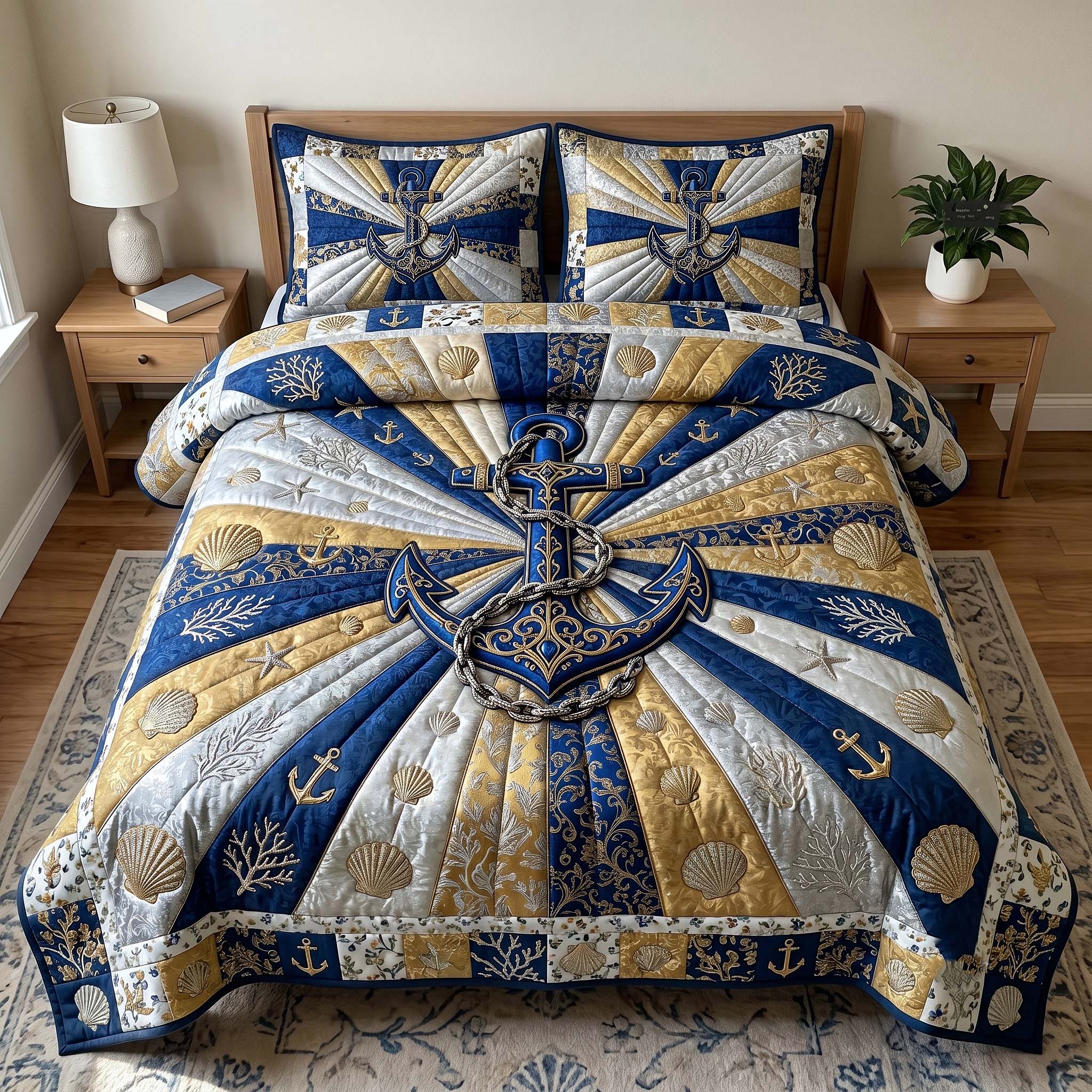 Coastal Anchor 3-Piece Quilted Bedding Set GFTOTP19676