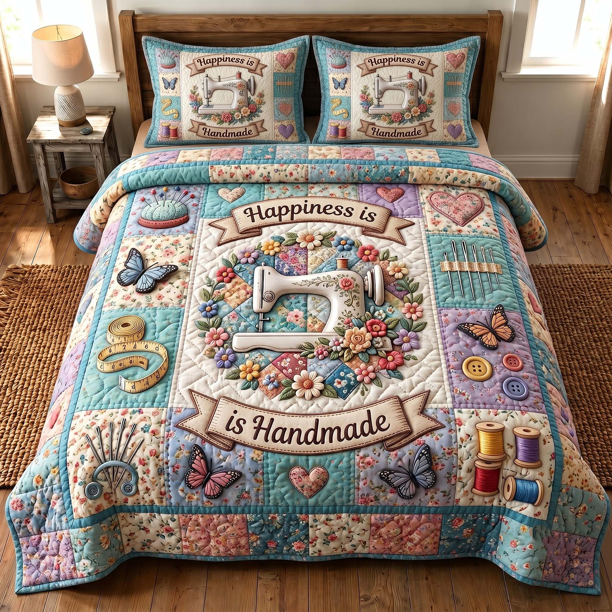 Petal Stitchery 3-Piece Quilted Bedding Set GFTOTP19689