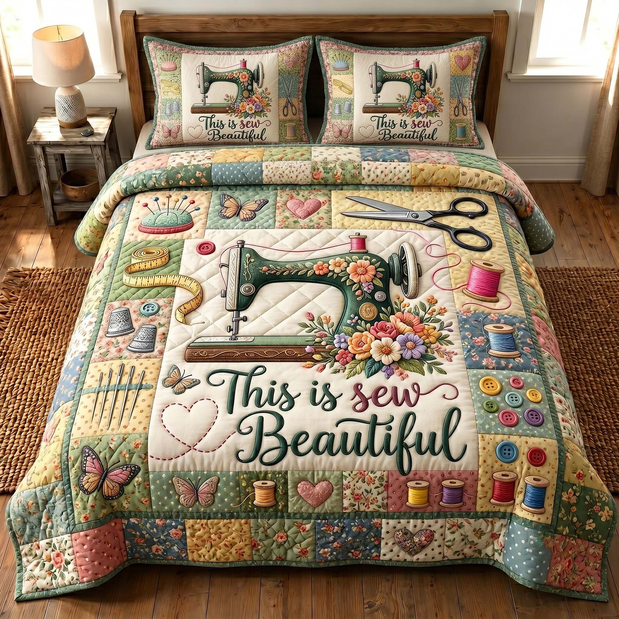 Petal Stitchery 3-Piece Quilted Bedding Set GFTOTP19690