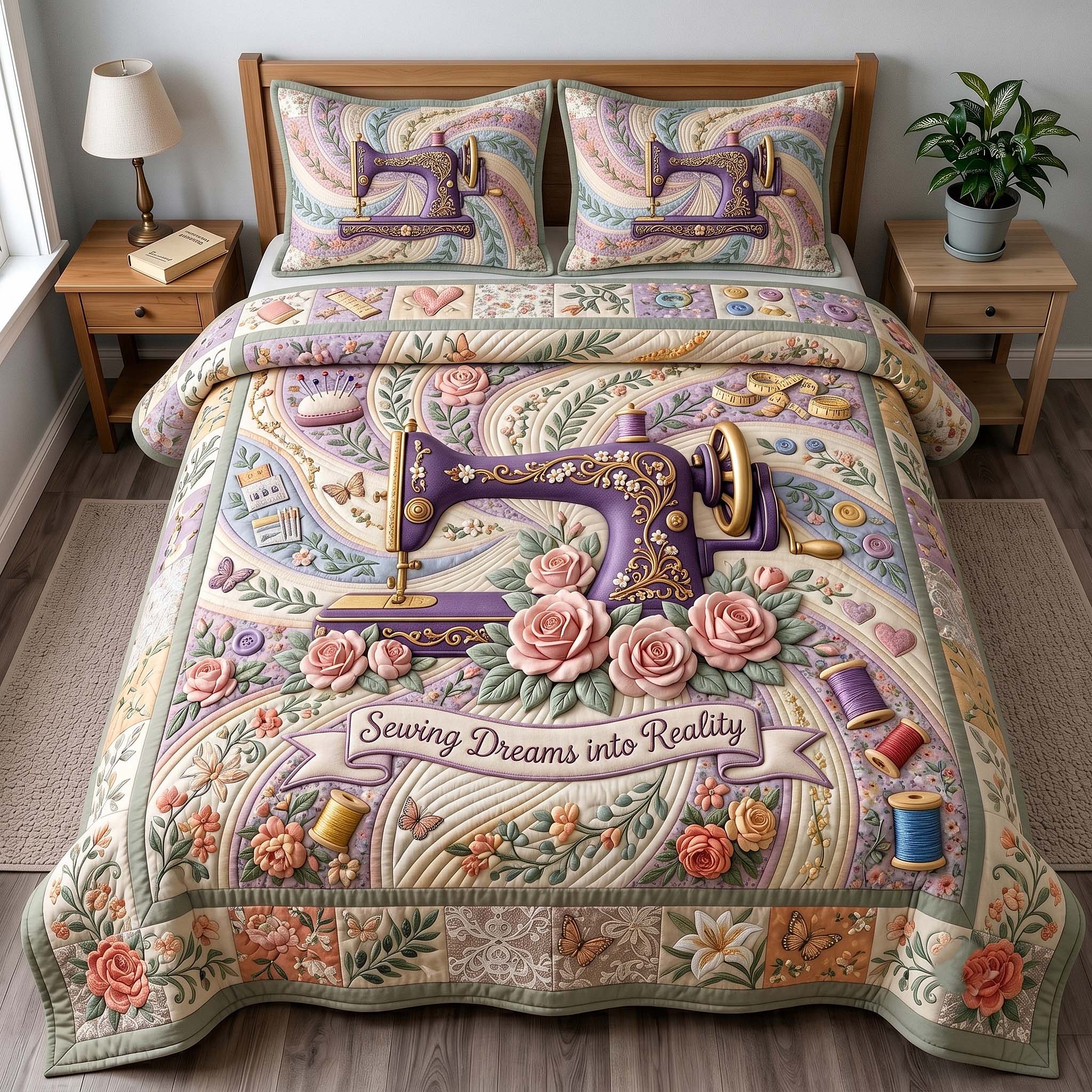 Petal Stitchery 3-Piece Quilted Bedding Set GFTOTP19691
