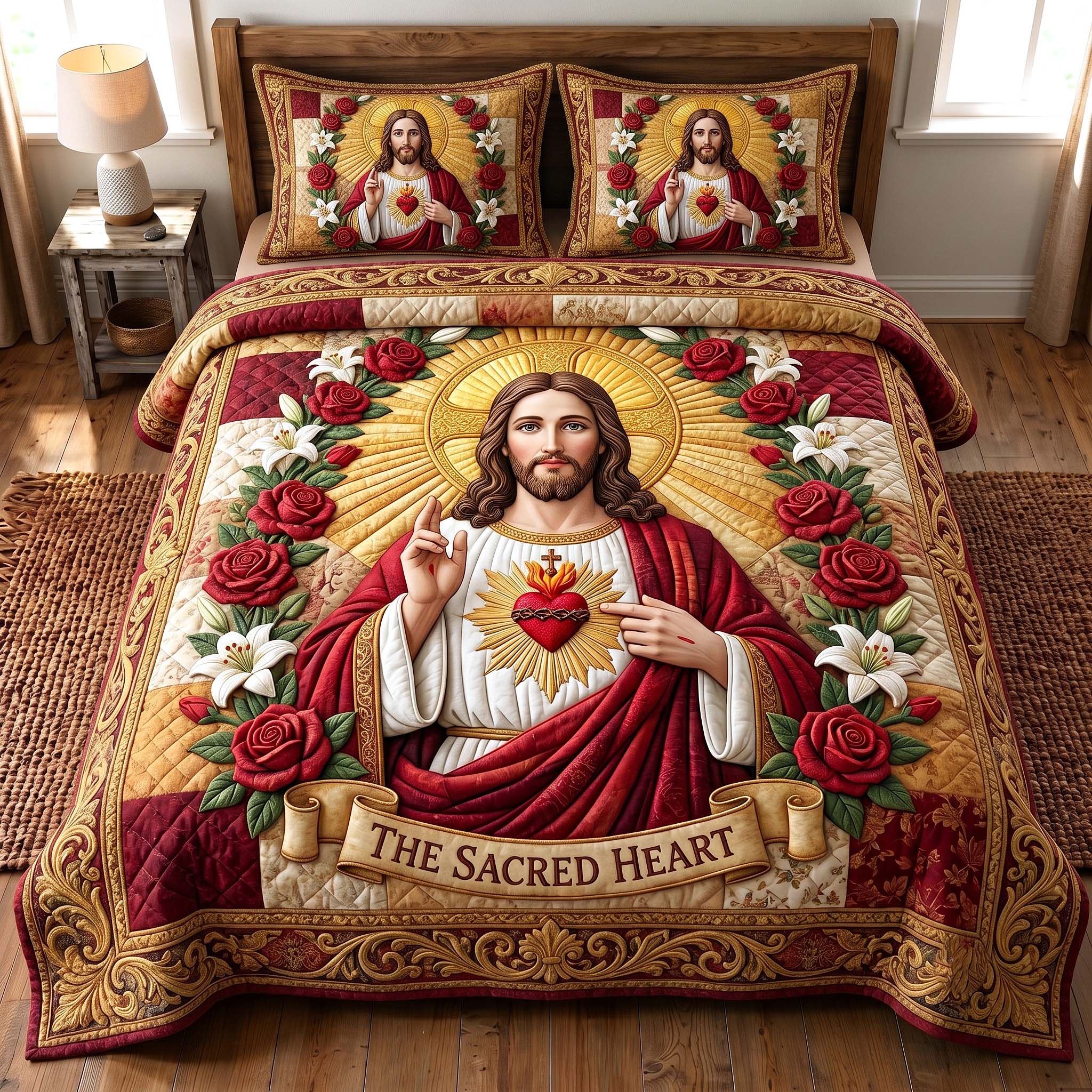 Sacred Savior 3-Piece Quilted Bedding Set GFTOTP19761