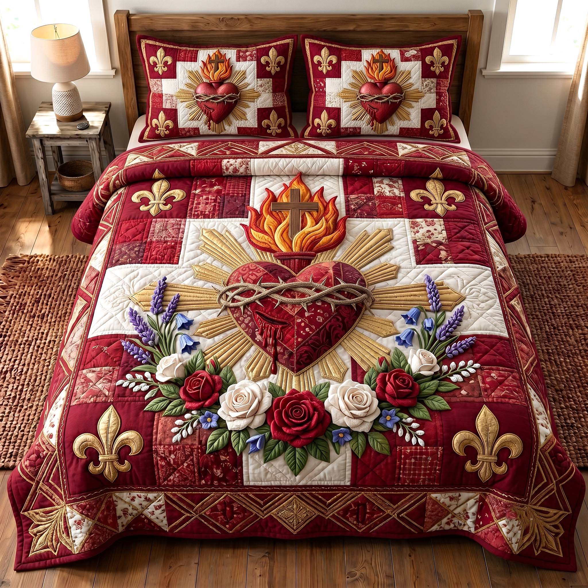 Divine Heart 3-Piece Quilted Bedding Set GFTOTP19764