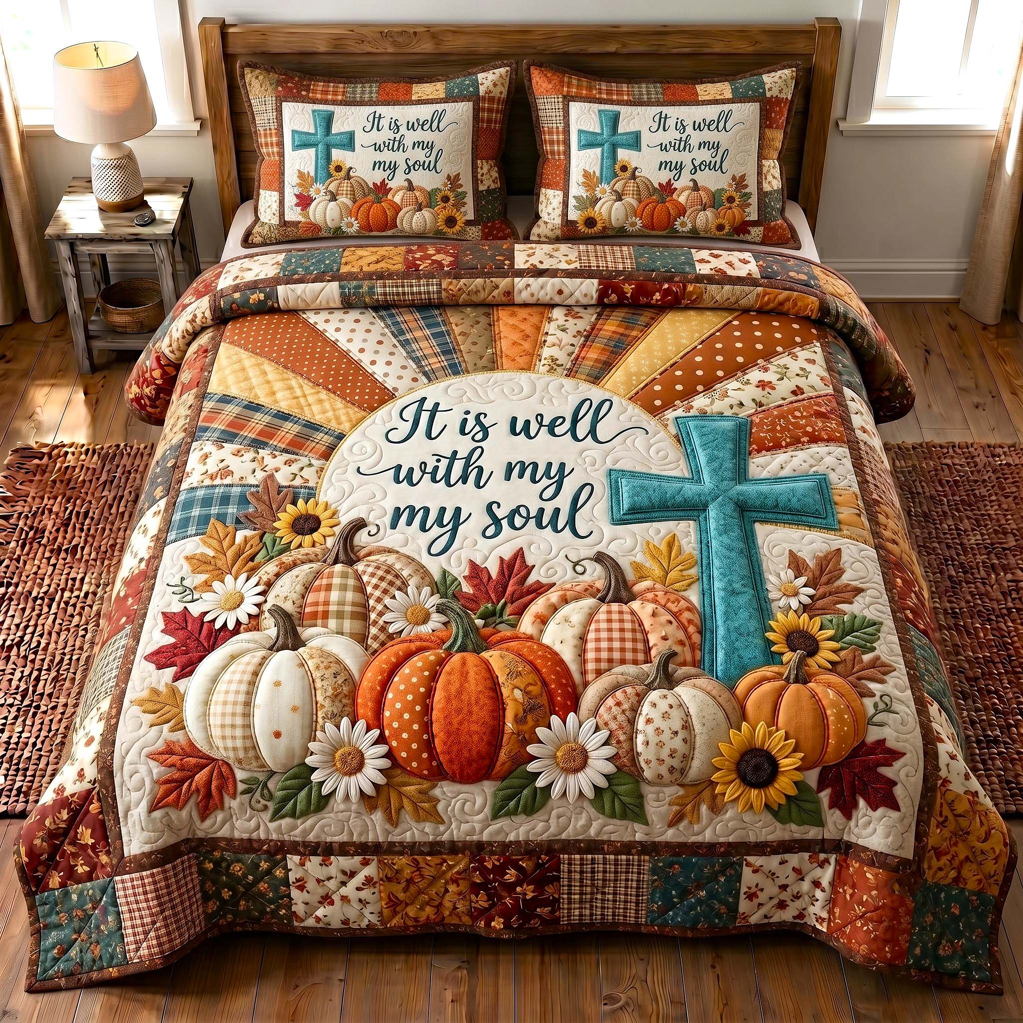 Faithful Autumn 3-Piece Quilted Bedding Set GFTOTP19805