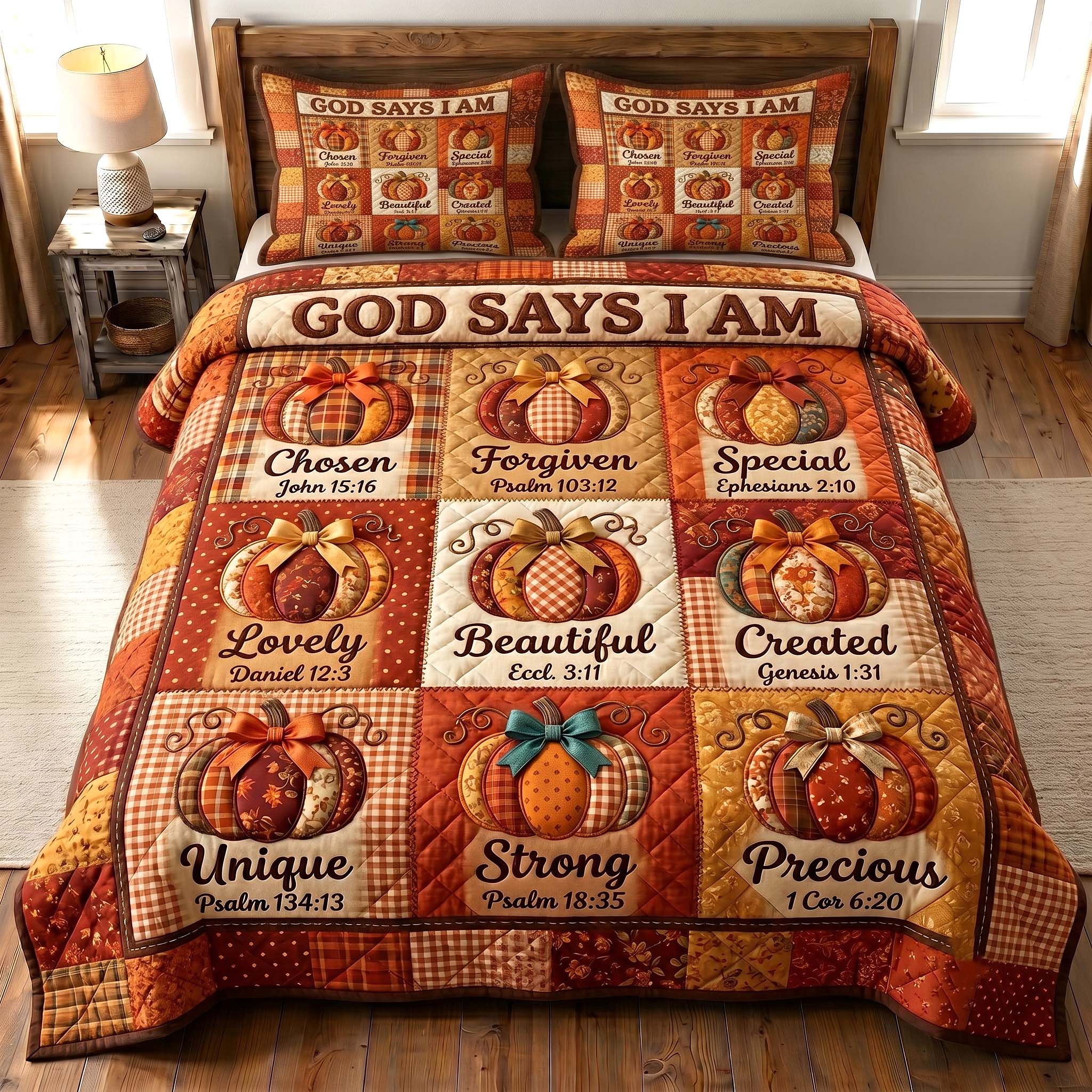 Faithful Autumn 3-Piece Quilted Bedding Set GFTOTP19806