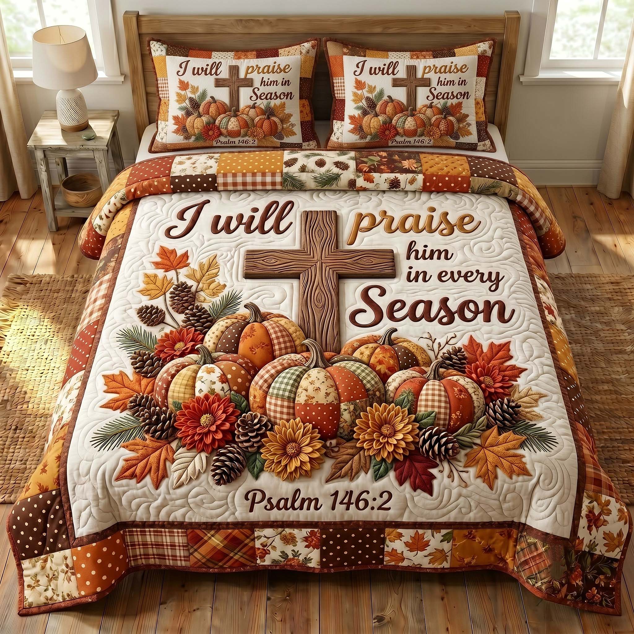 Faithful Autumn 3-Piece Quilted Bedding Set GFTOTP19808