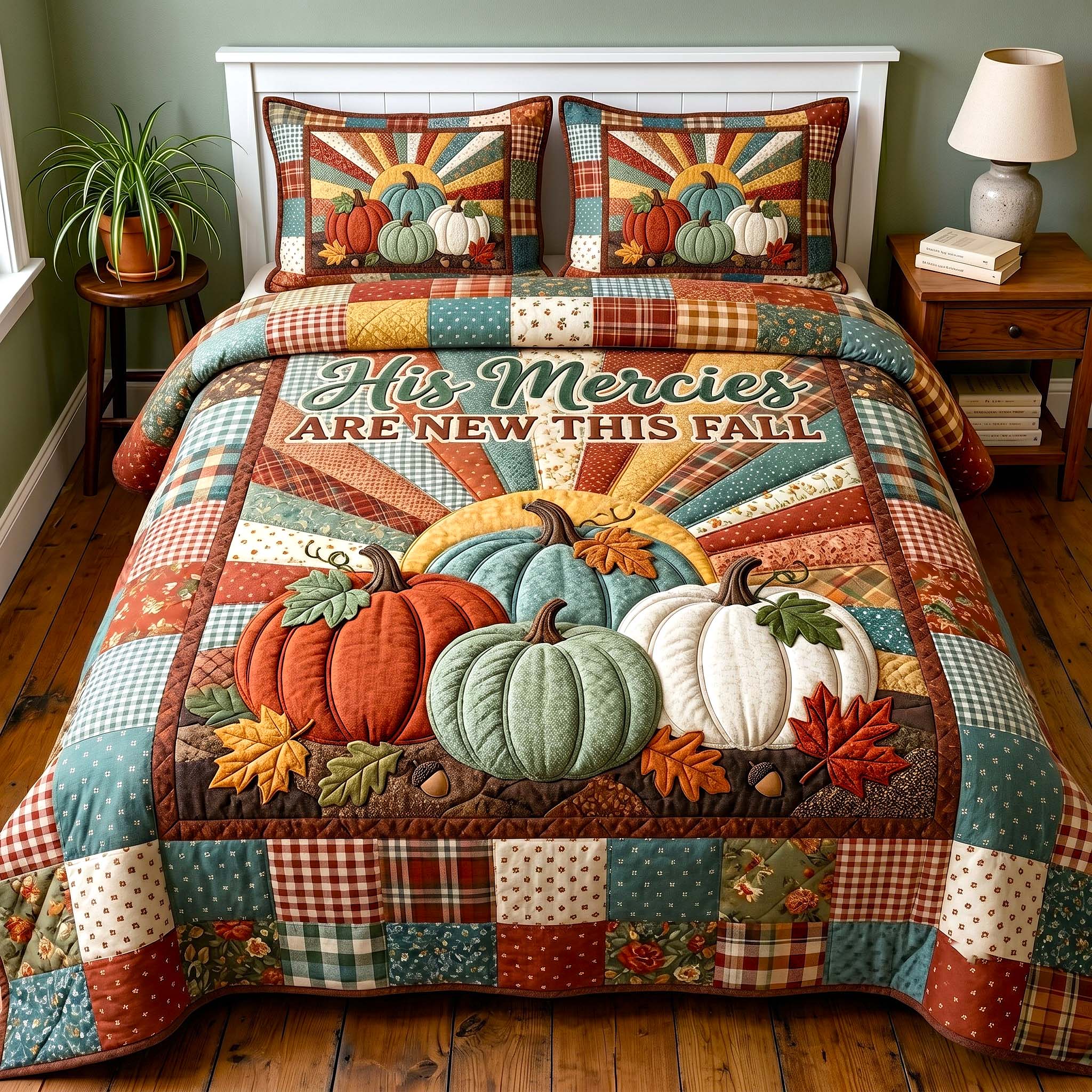 Faithful Autumn 3-Piece Quilted Bedding Set GFTOTP19810