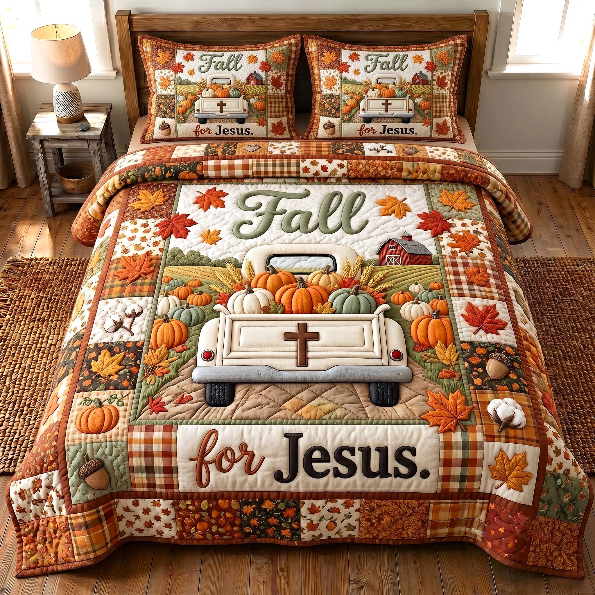 Faithful Autumn 3-Piece Quilted Bedding Set GFTOTP19811