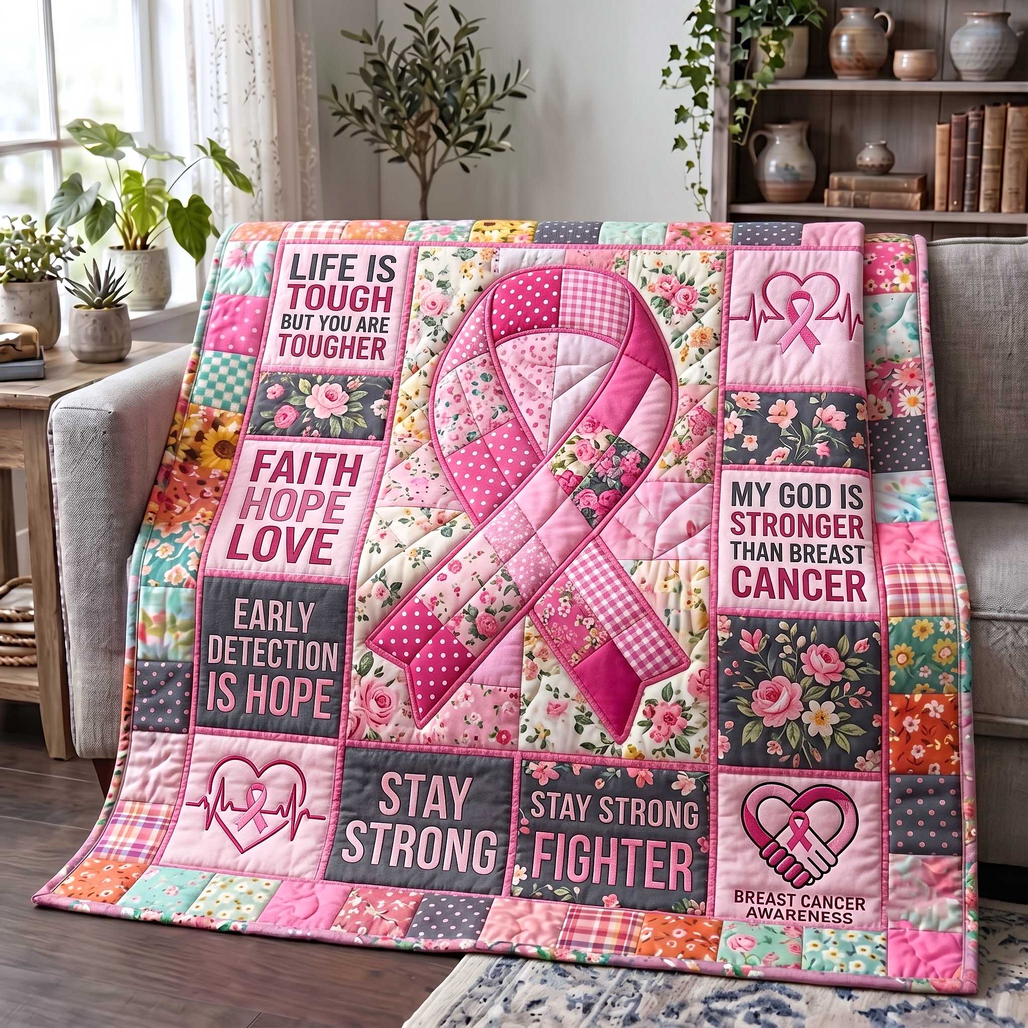 Pink Strength Quilted Blanket GFTOTP19854