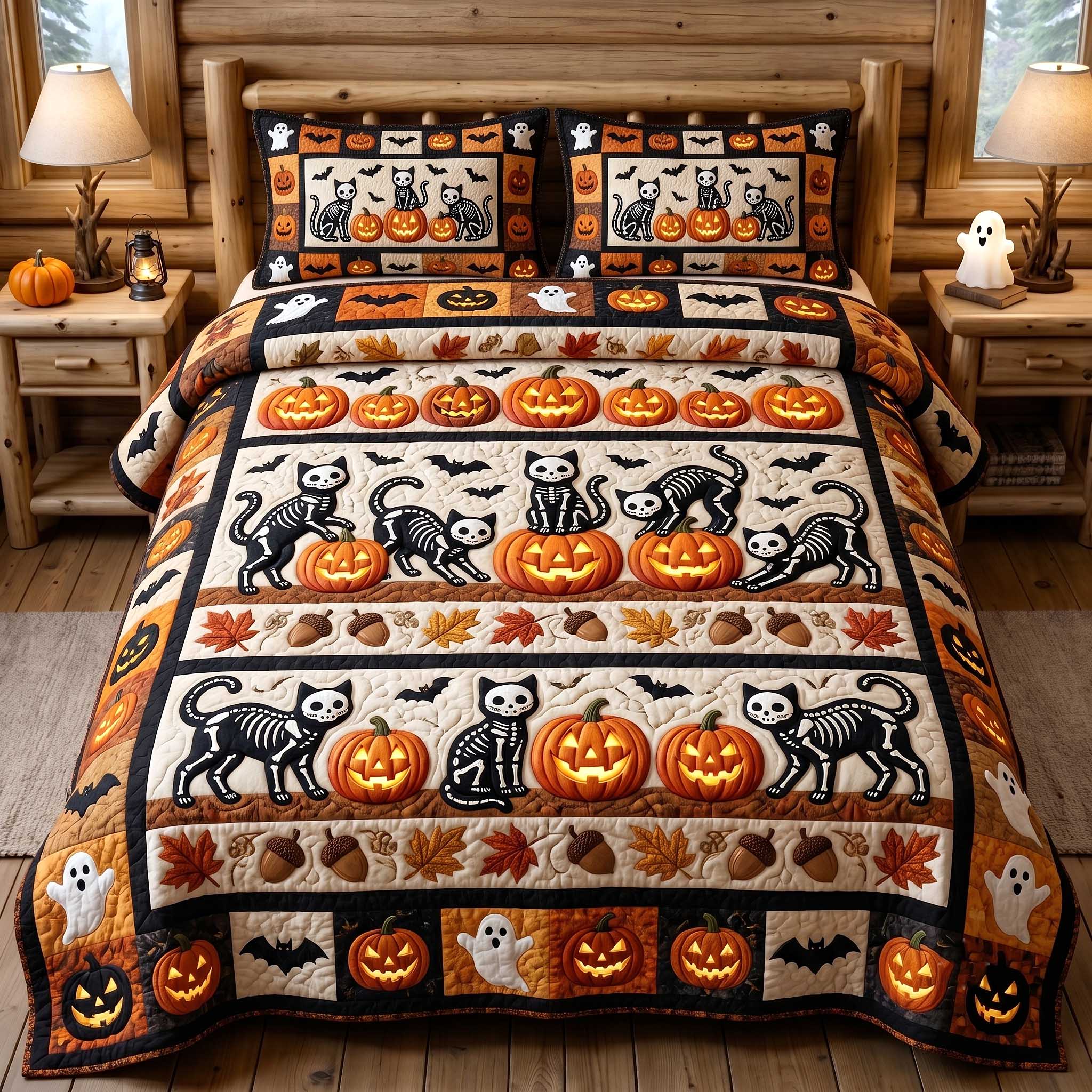 Black Cat Magic 3-Piece Quilted Bedding Set GFTOTP19863