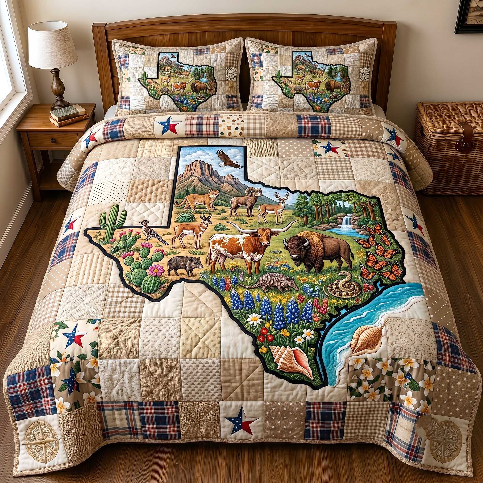 Texas Wildlands 3-Piece Quilted Bedding Set GFTOTP19879