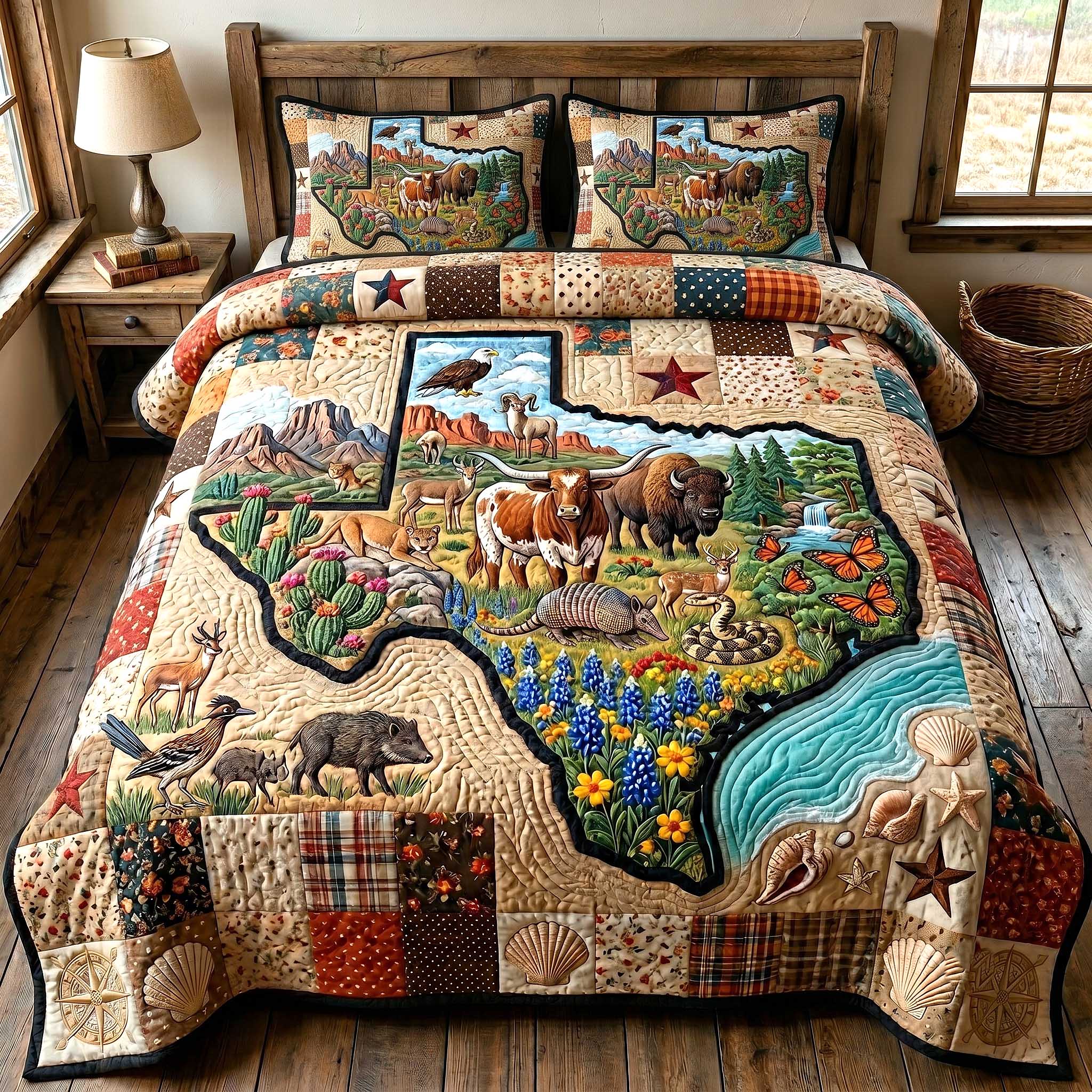 Texas Wildlands 3-Piece Quilted Bedding Set GFTOTP19880