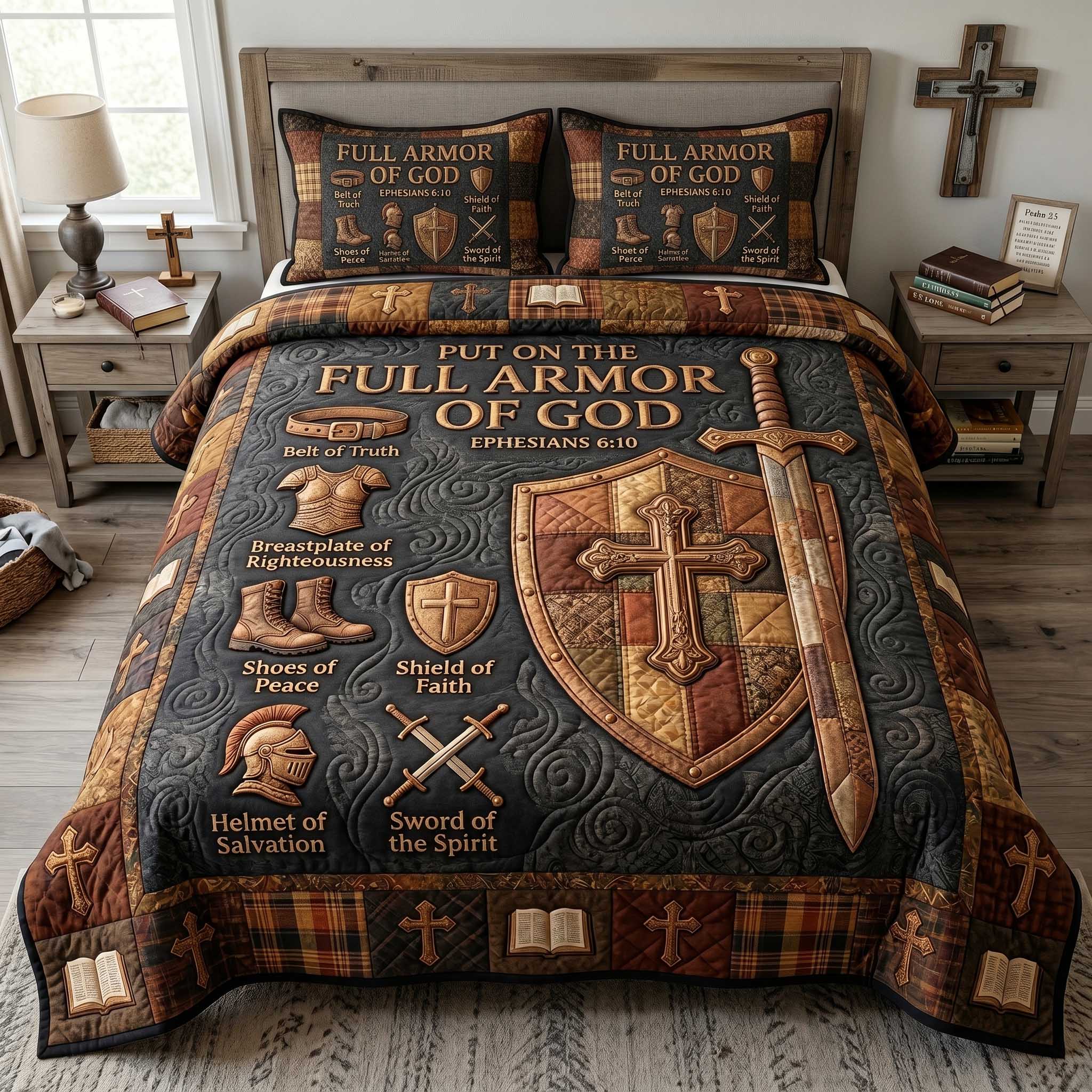 Full Armor Of God 3-Piece Quilted Bedding Set GFTOTP19939