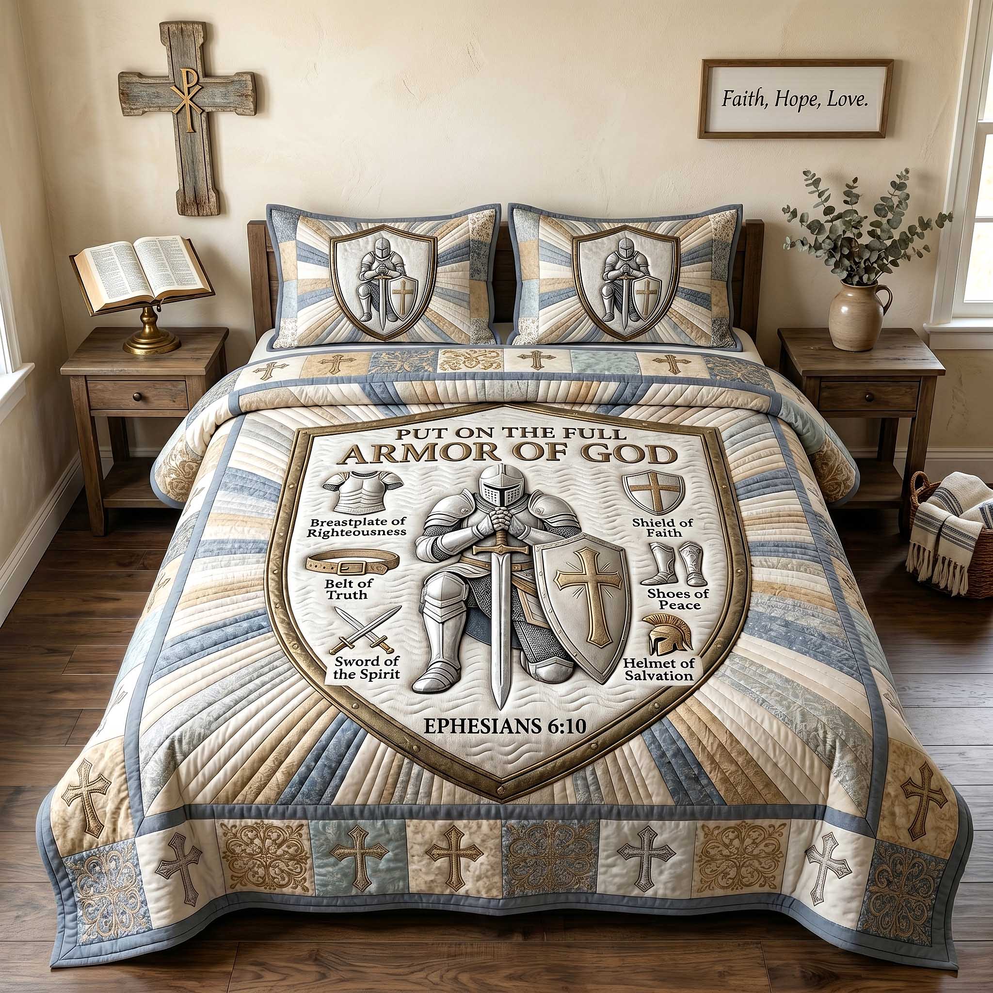 Full Armor Of God 3-Piece Quilted Bedding Set GFTOTP19942