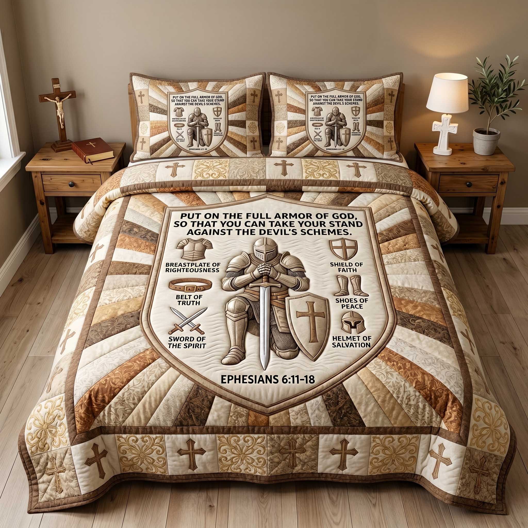 Full Armor Of God 3-Piece Quilted Bedding Set GFTOTP19944