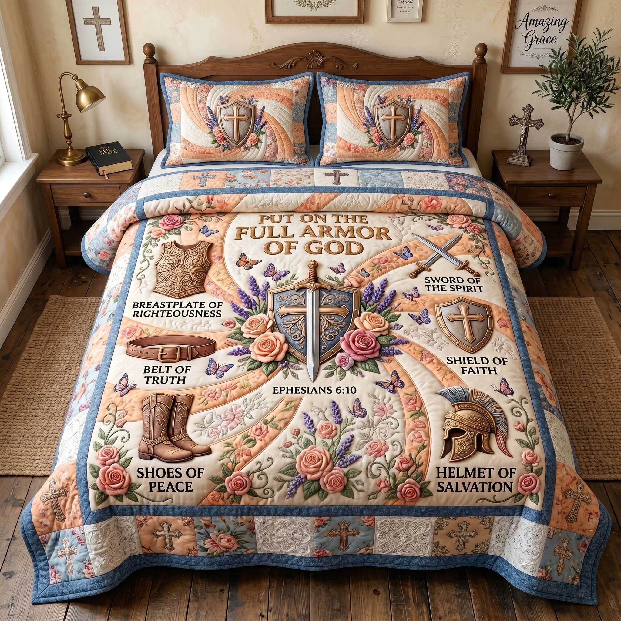 Full Armor Of God 3-Piece Quilted Bedding Set GFTOTP19945