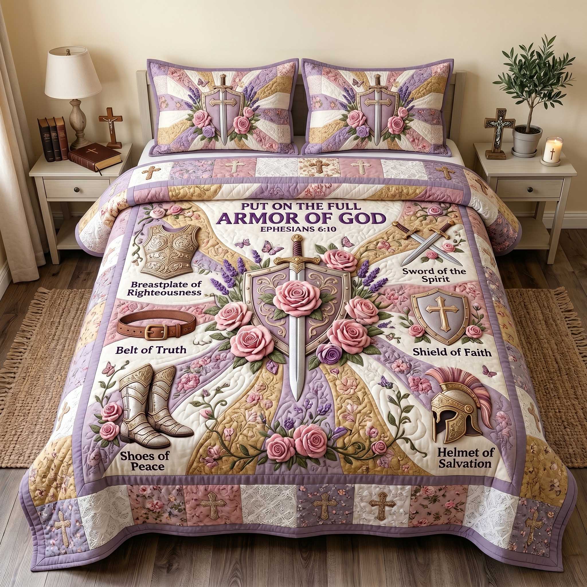 Full Armor Of God 3-Piece Quilted Bedding Set GFTOTP19946