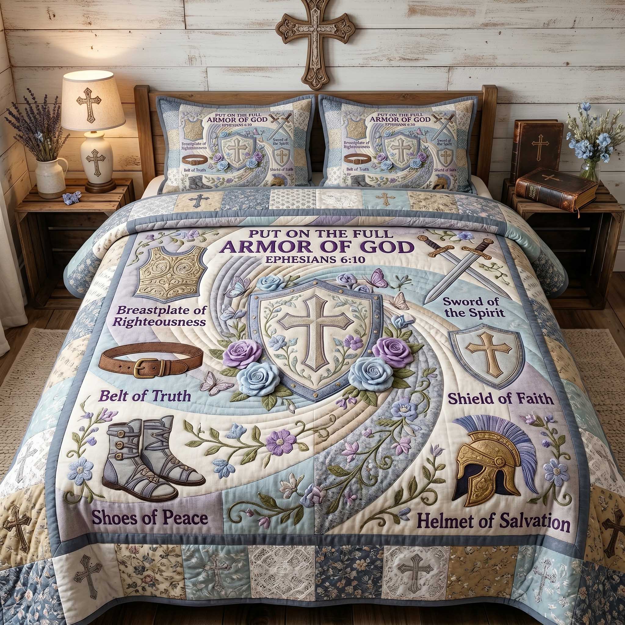 Full Armor Of God 3-Piece Quilted Bedding Set GFTOTP19947