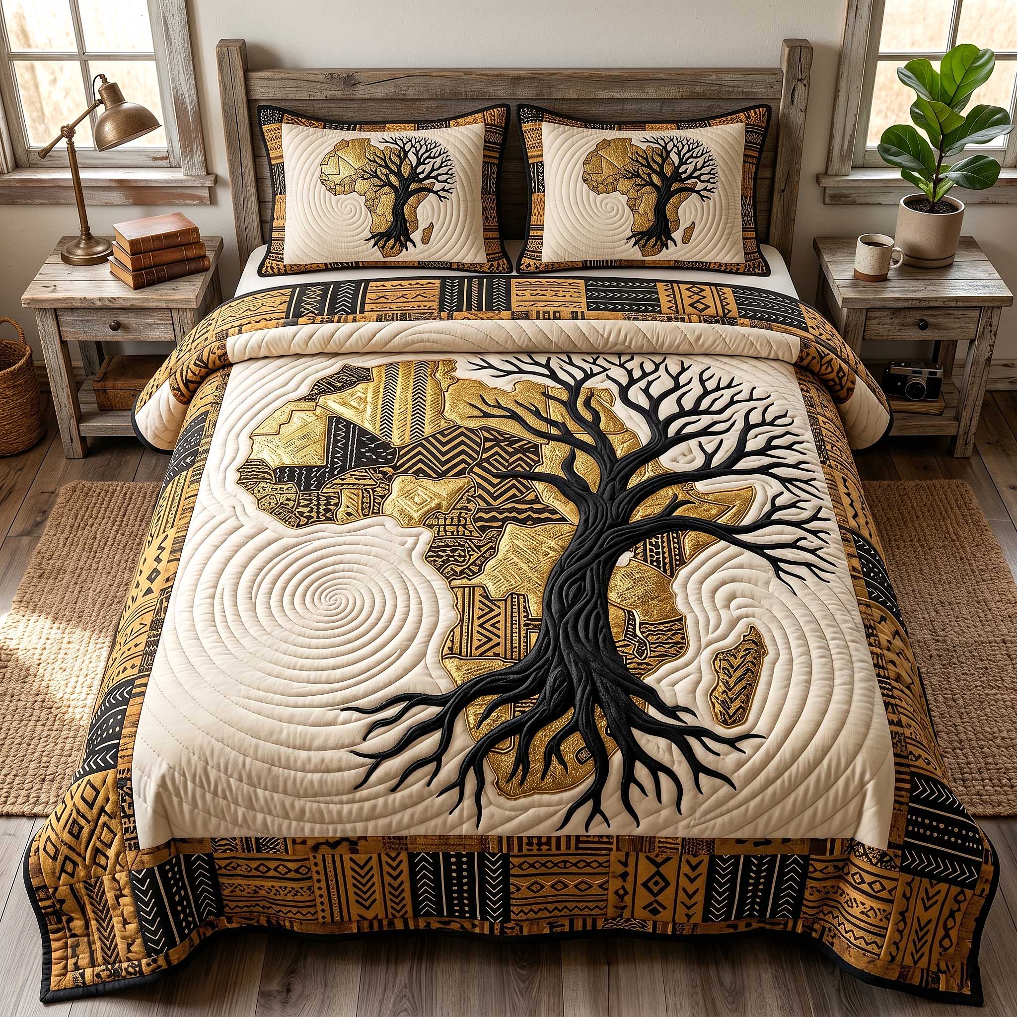 African Roots 3-Piece Quilted Bedding Set GFTOTP19991