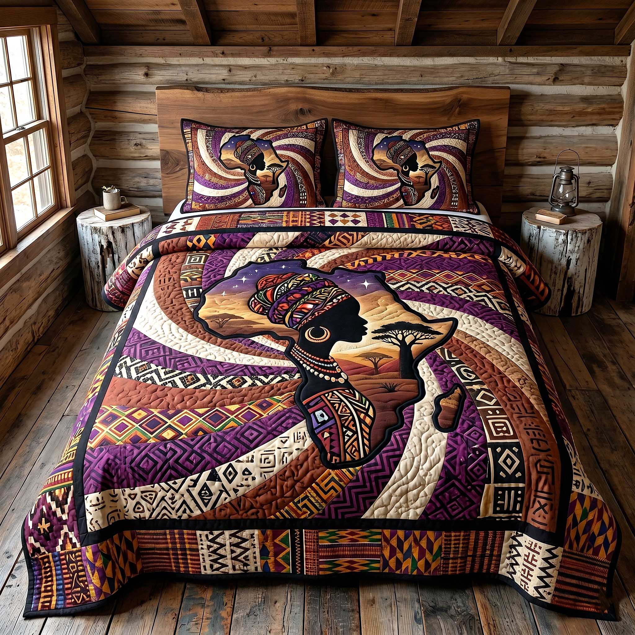 African Roots 3-Piece Quilted Bedding Set GFTOTP19994