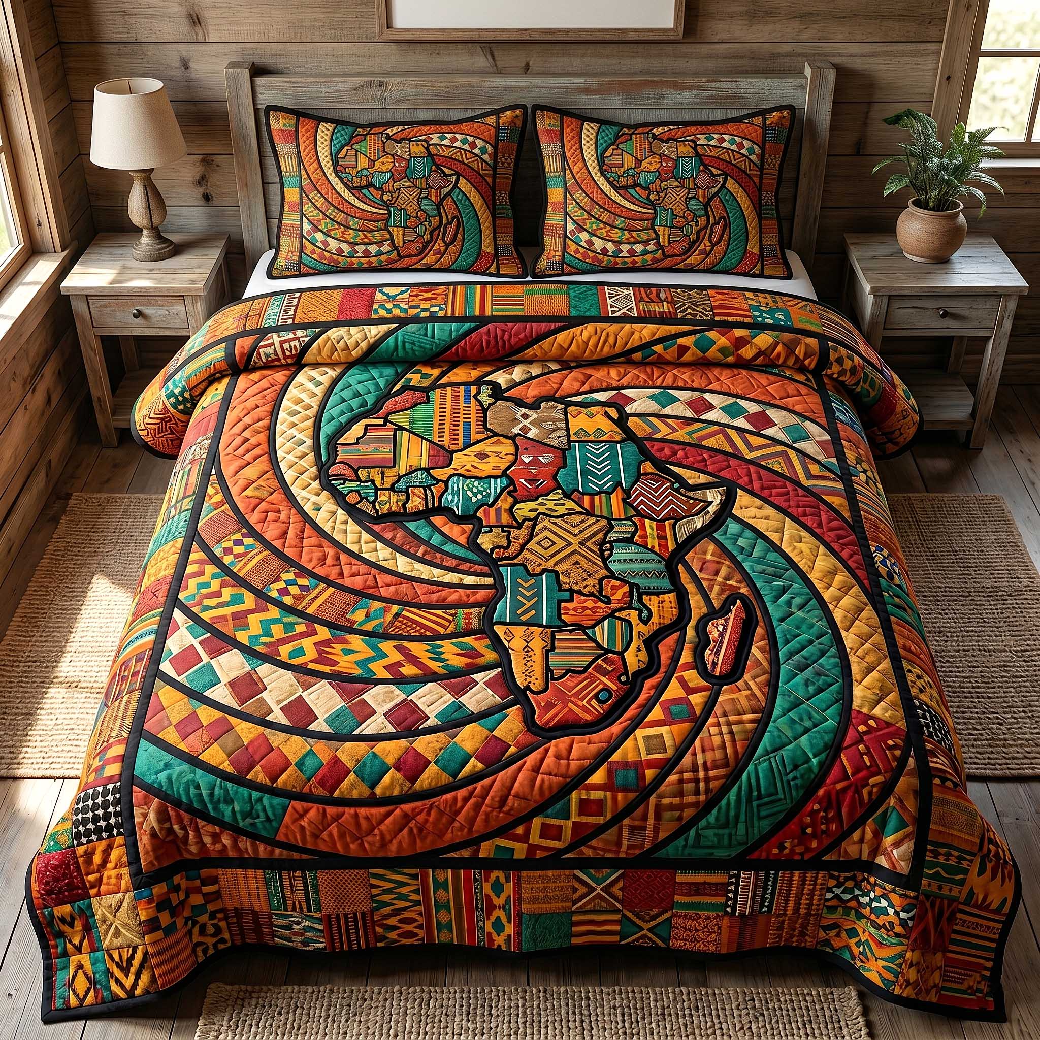 African Roots 3-Piece Quilted Bedding Set GFTOTP19995
