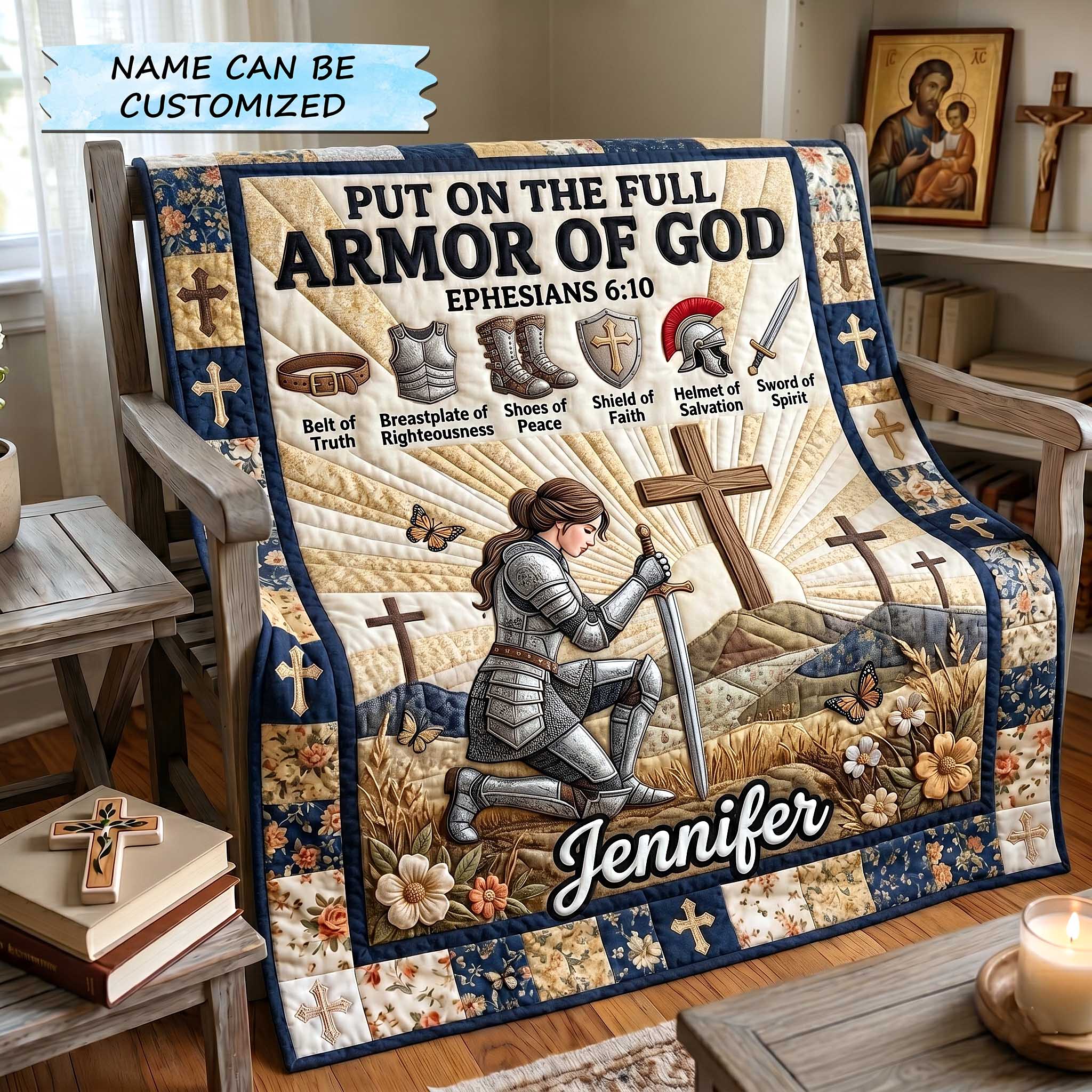 Full Armor Of God Quilted Blanket QTCUZ GFTOTP20001
