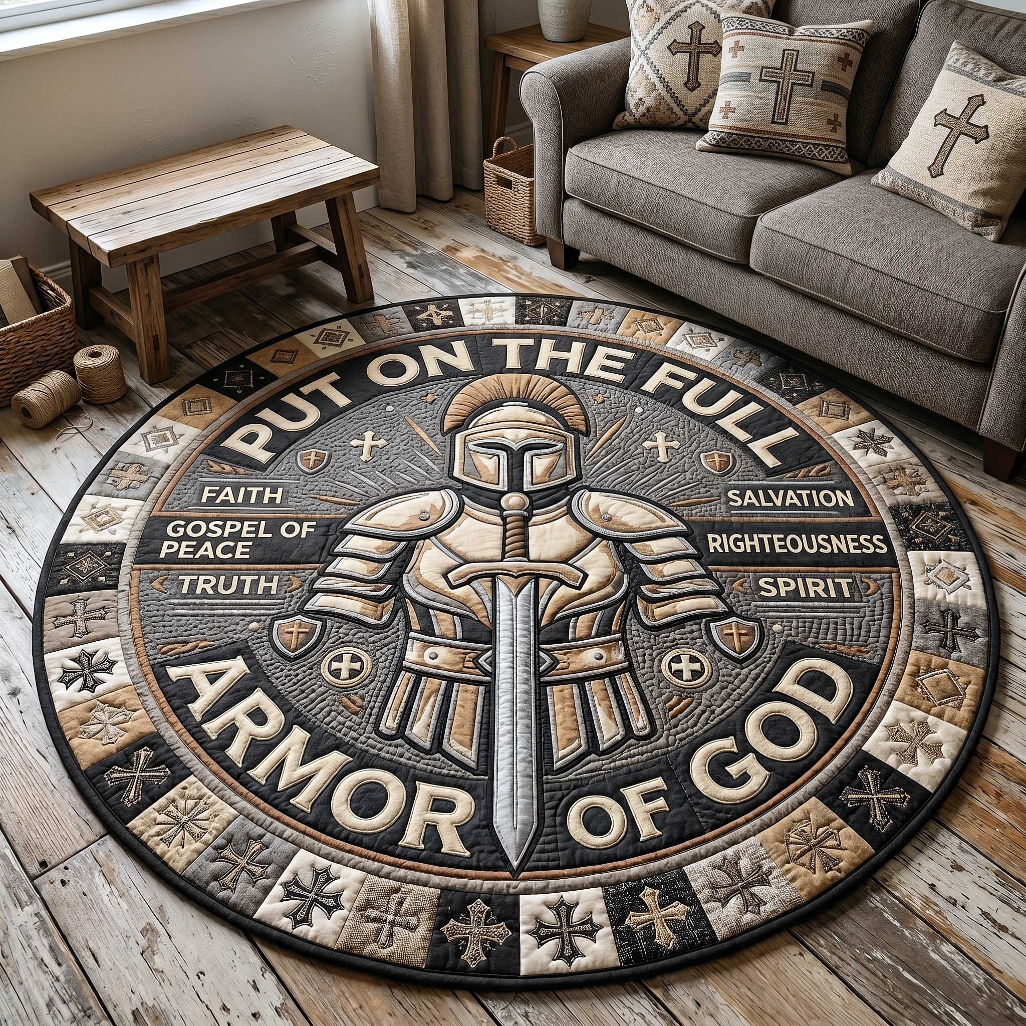 Full Armor Of God Quilted Round Mat GFTOTP20029