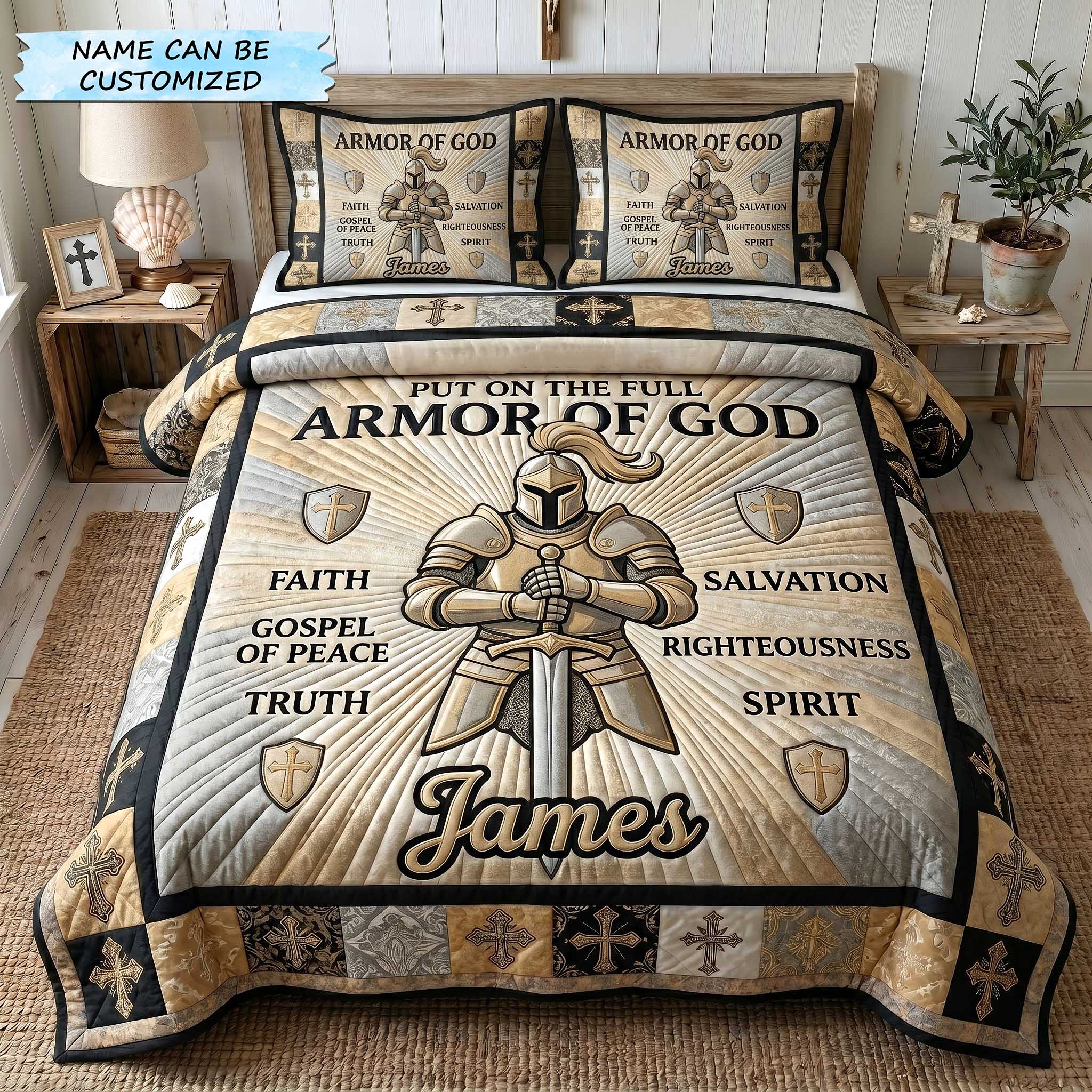 Personalized Full Armor Of God 3-Piece Quilted Bedding Set QTCUZ GFTOTP20037