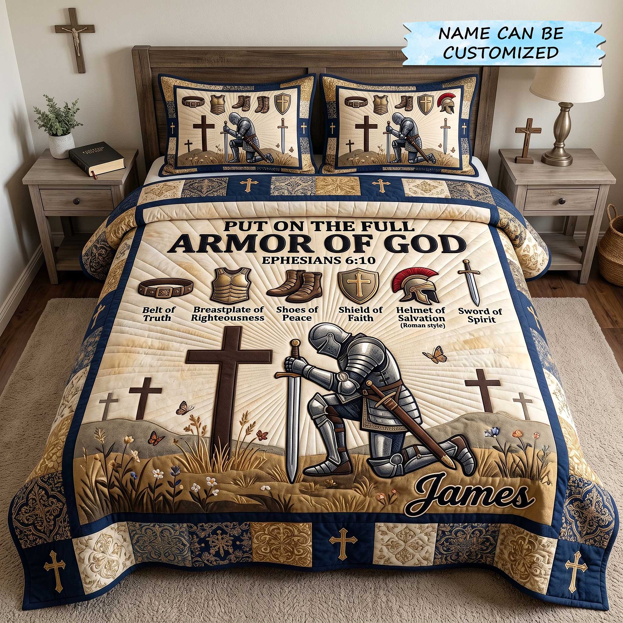 Personalized Full Armor Of God 3-Piece Quilted Bedding Set QTCUZ GFTOTP20039