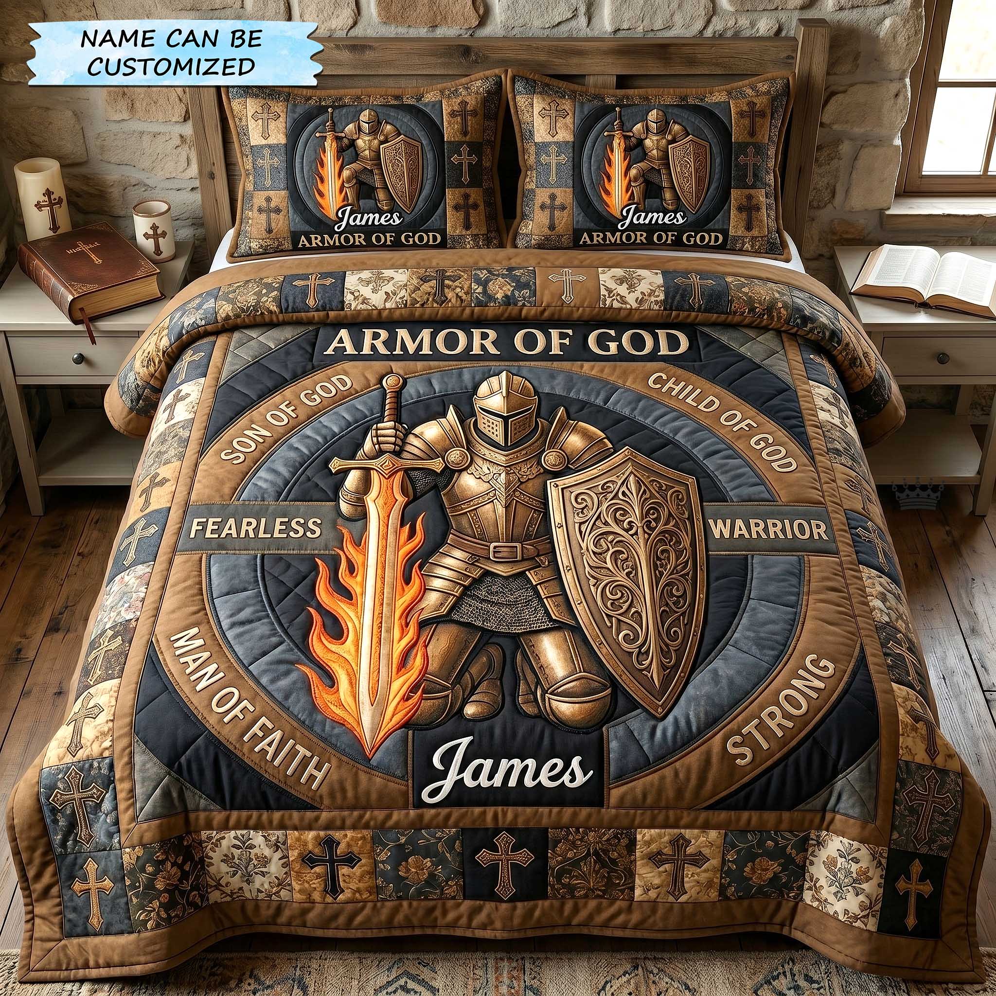 Personalized Full Armor Of God 3-Piece Quilted Bedding Set QTCUZ GFTOTP20040
