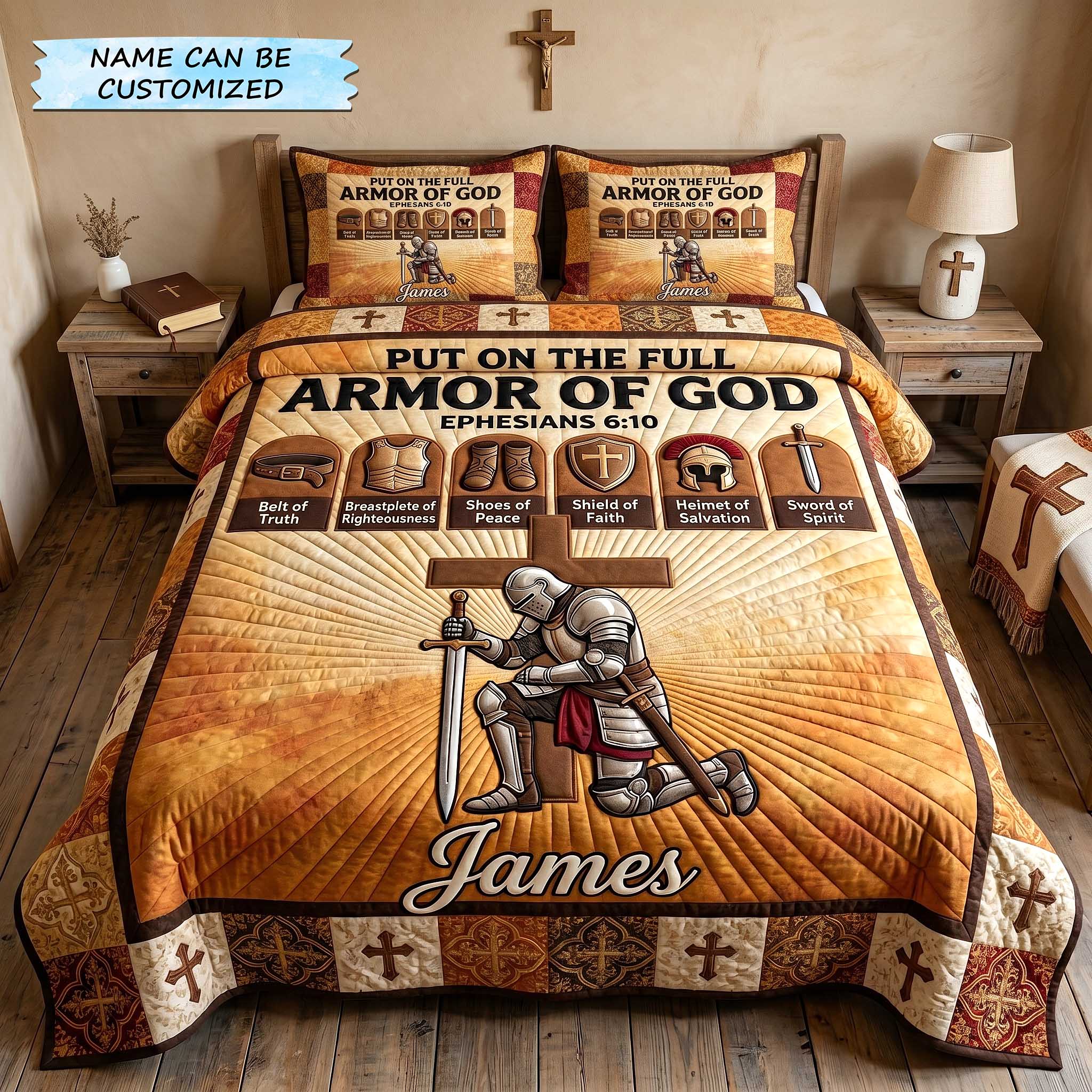 Personalized Full Armor Of God 3-Piece Quilted Bedding Set QTCUZ GFTOTP20042