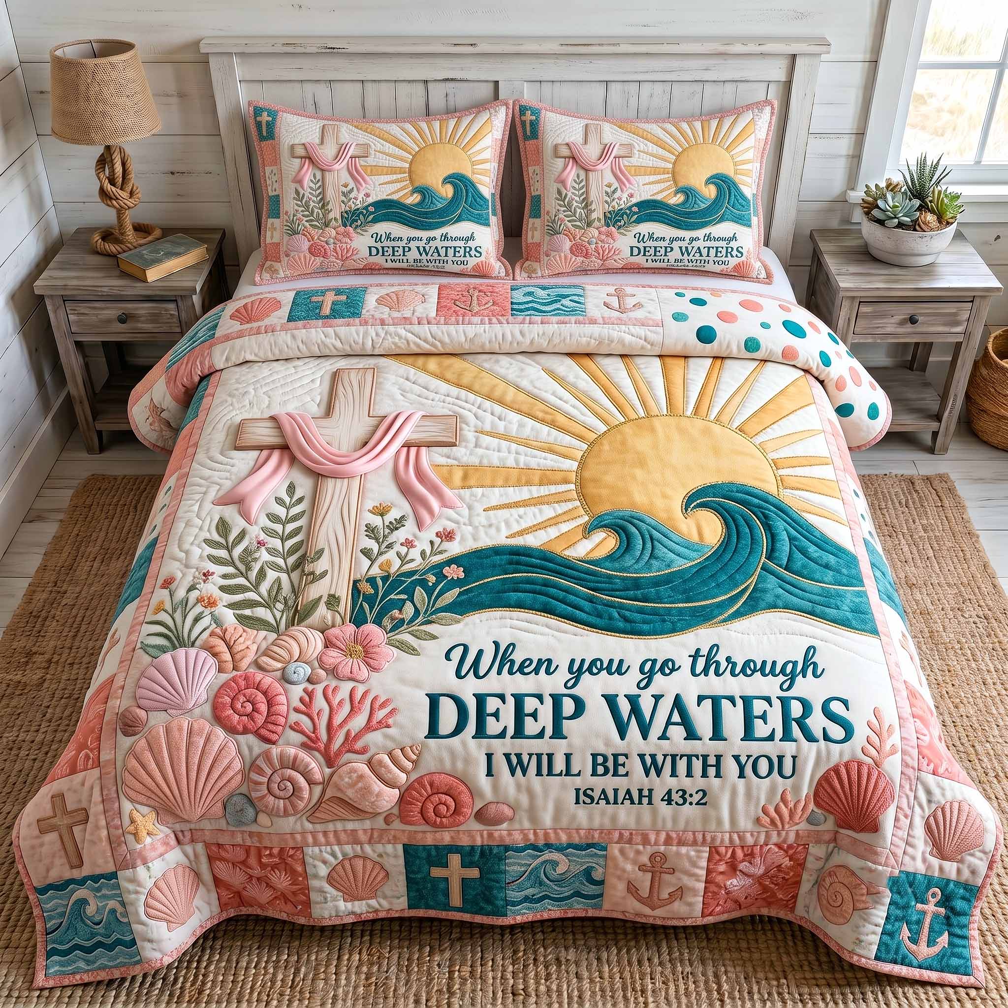 Ocean Grace 3-Piece Quilted Bedding Set GFTOTP20159