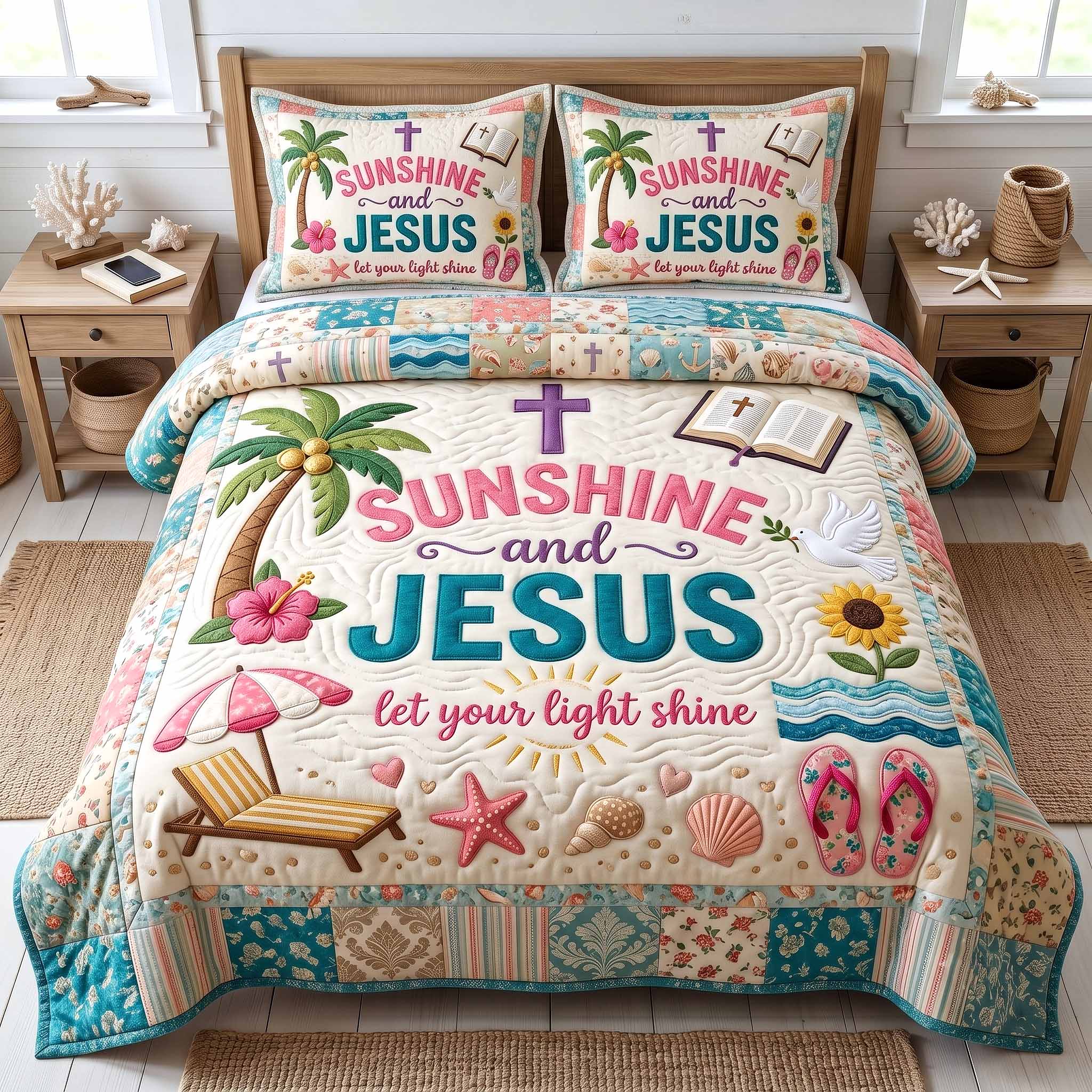 Ocean Grace 3-Piece Quilted Bedding Set GFTOTP20163