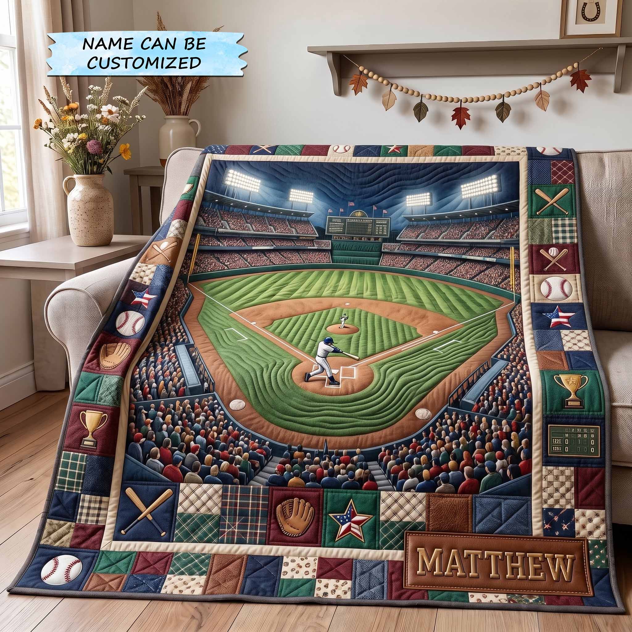 Personalized Baseball Pride Quilted Blanket QTCUZ GFTOTP20360