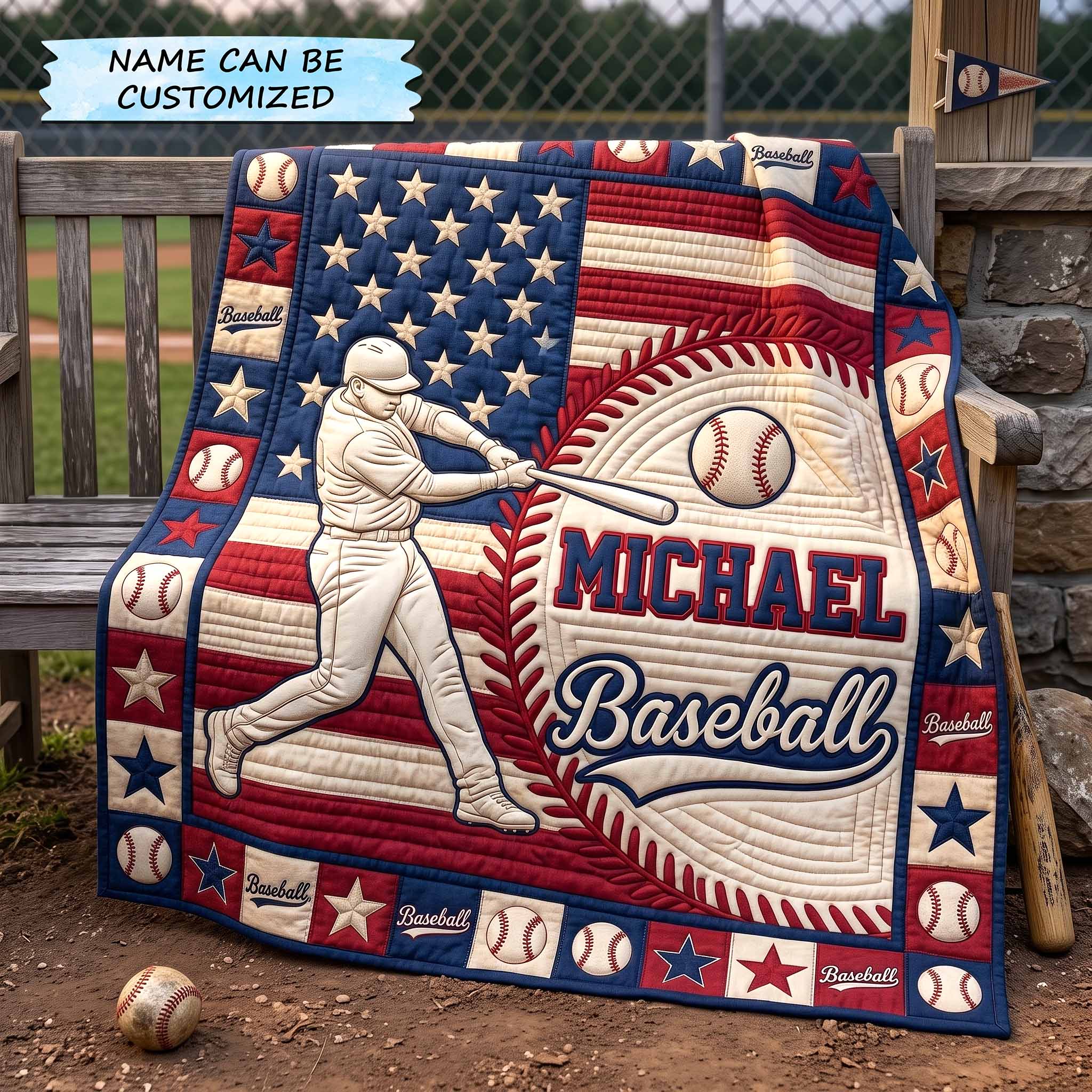 Personalized Baseball Heritage Quilted Blanket QTCUZ GFTOTP20364