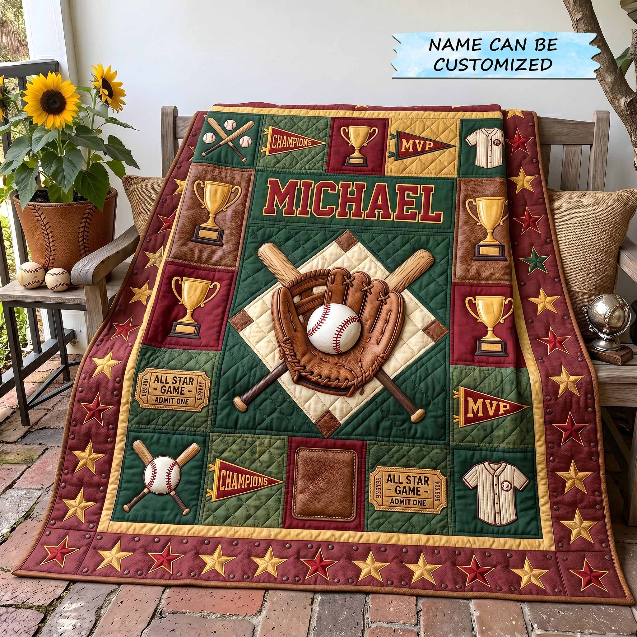 Personalized Baseball Heritage Quilted Blanket QTCUZ GFTOTP20367