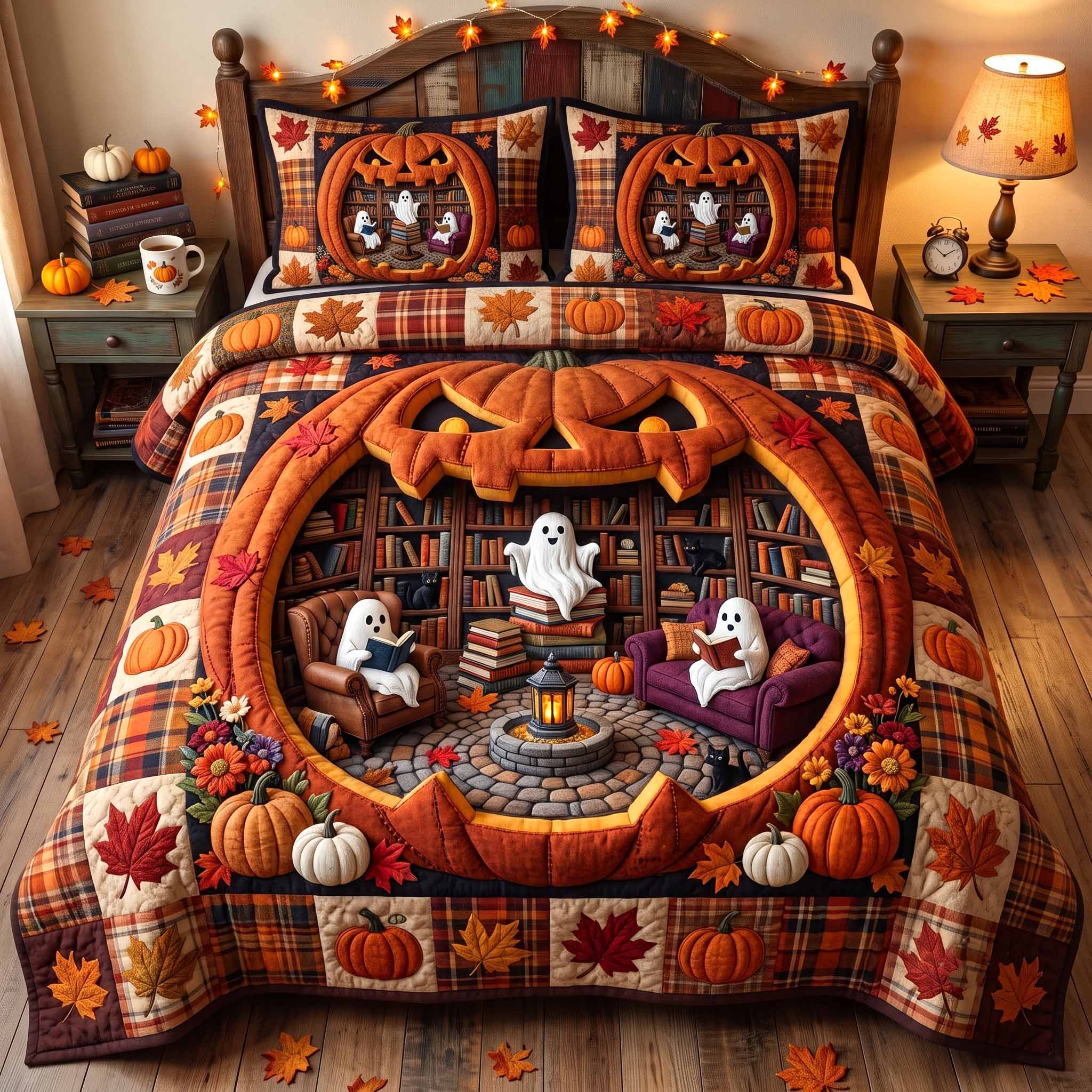 Autumn Bookshop 3-Piece Quilted Bedding Set GFTOTP20408