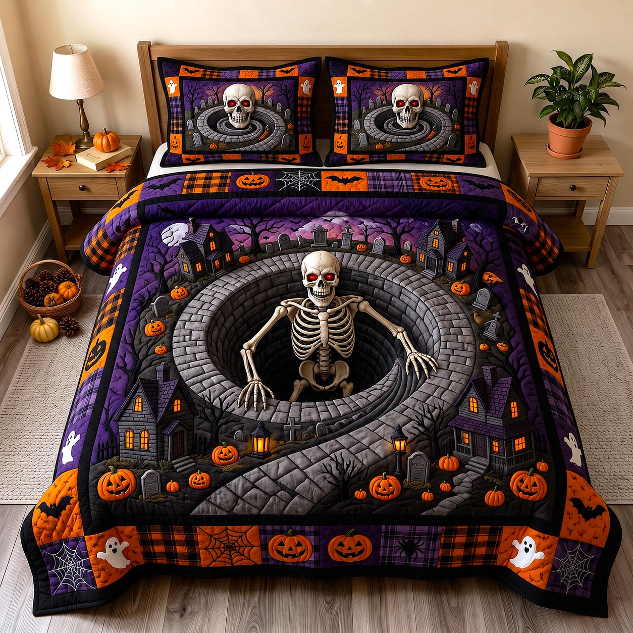 Wicked Village 3-Piece Quilted Bedding Set GFTOTP20412