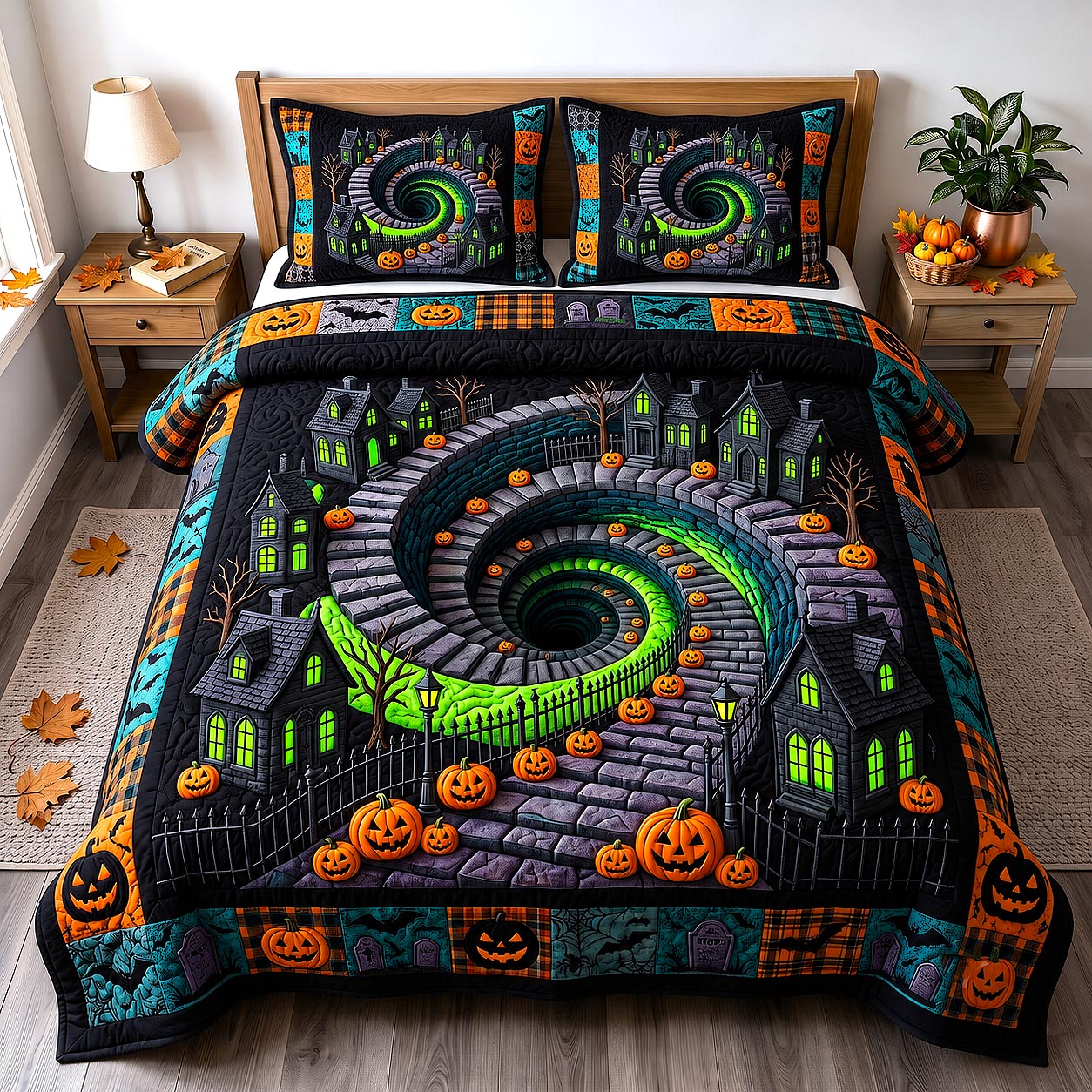 Wicked Village 3-Piece Quilted Bedding Set GFTOTP20414