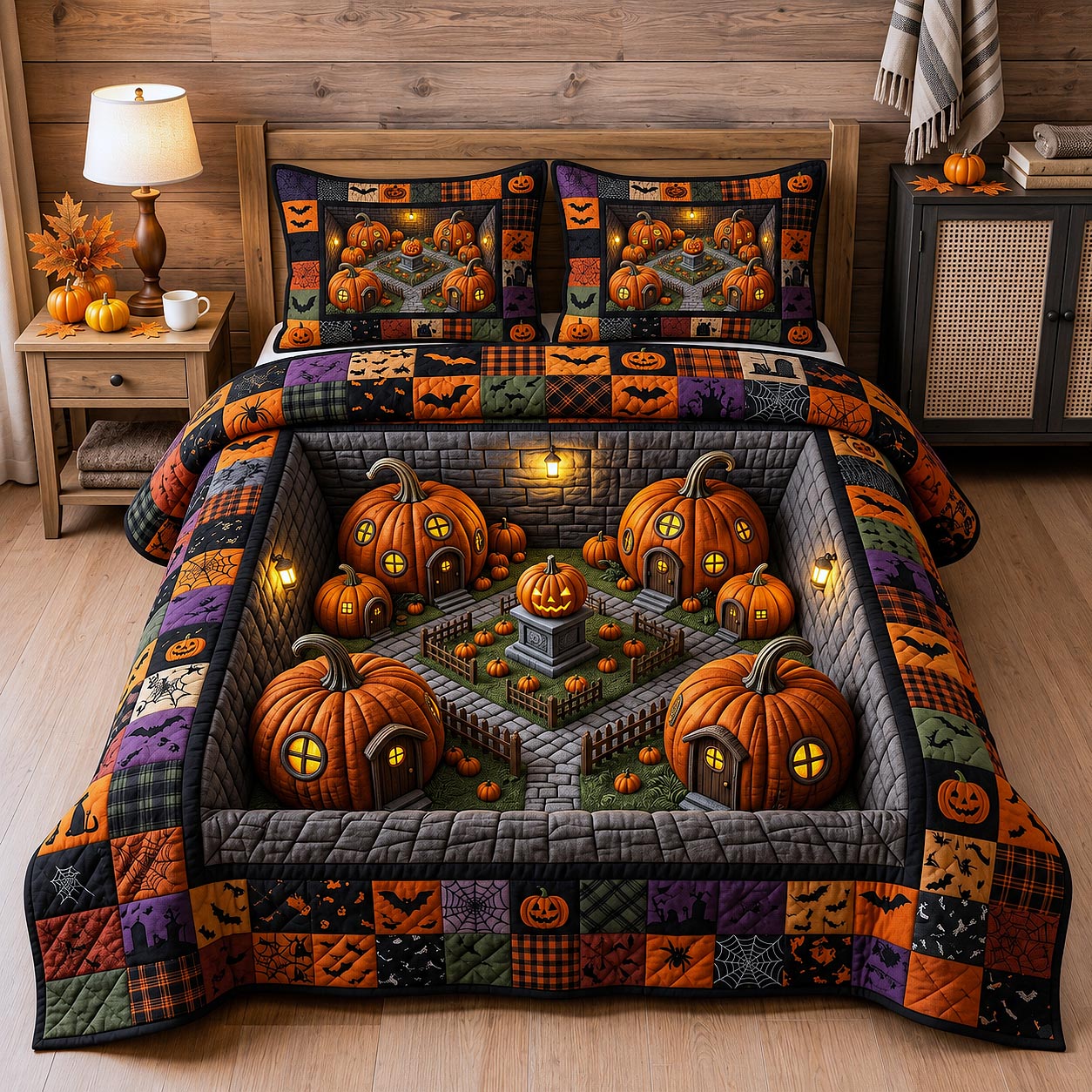 Wicked Village 3-Piece Quilted Bedding Set GFTOTP20415