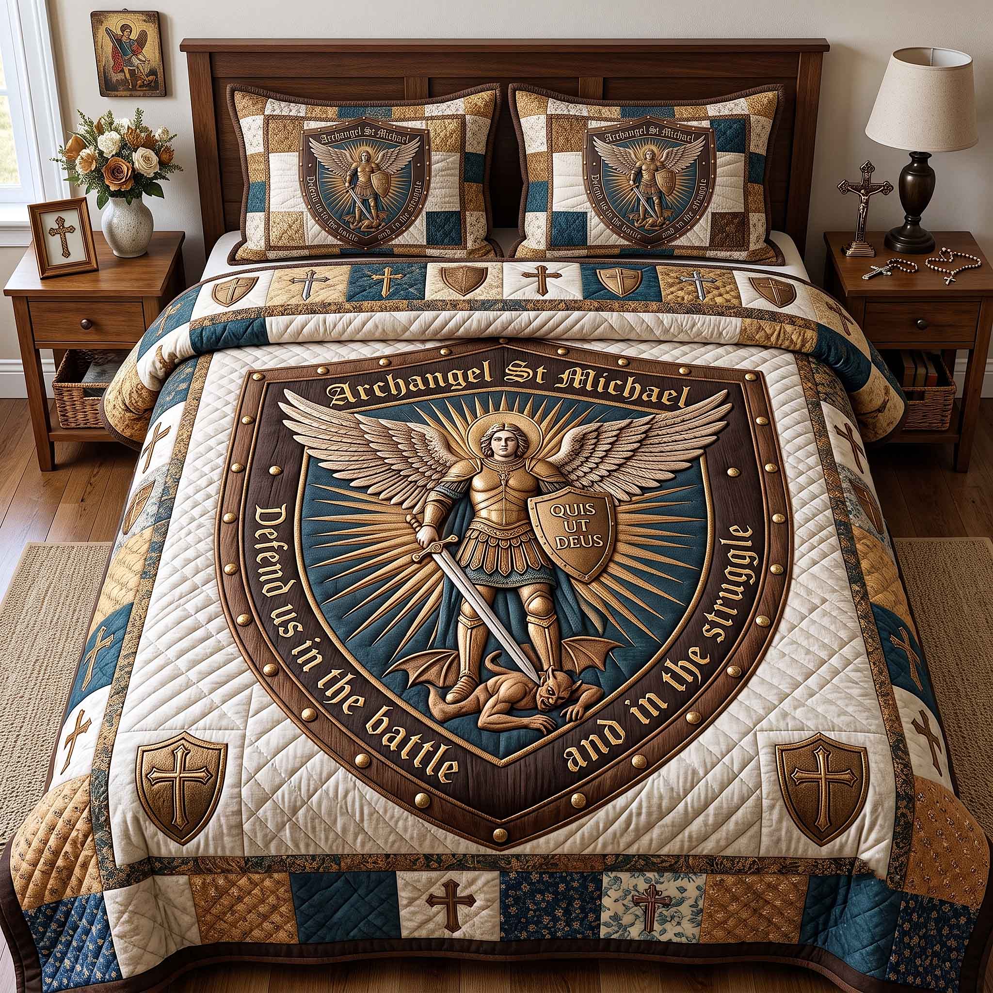 Saint Michael 3-Piece Quilted Bedding Set GFTOTP20434