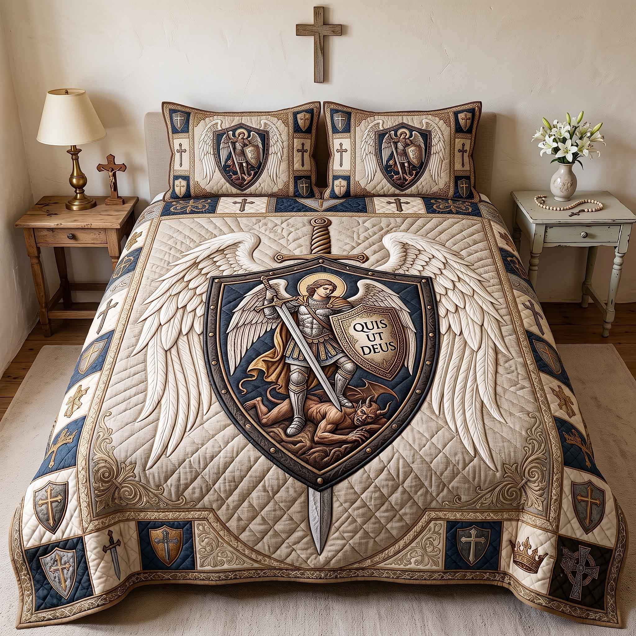 Saint Michael 3-Piece Quilted Bedding Set GFTOTP20435