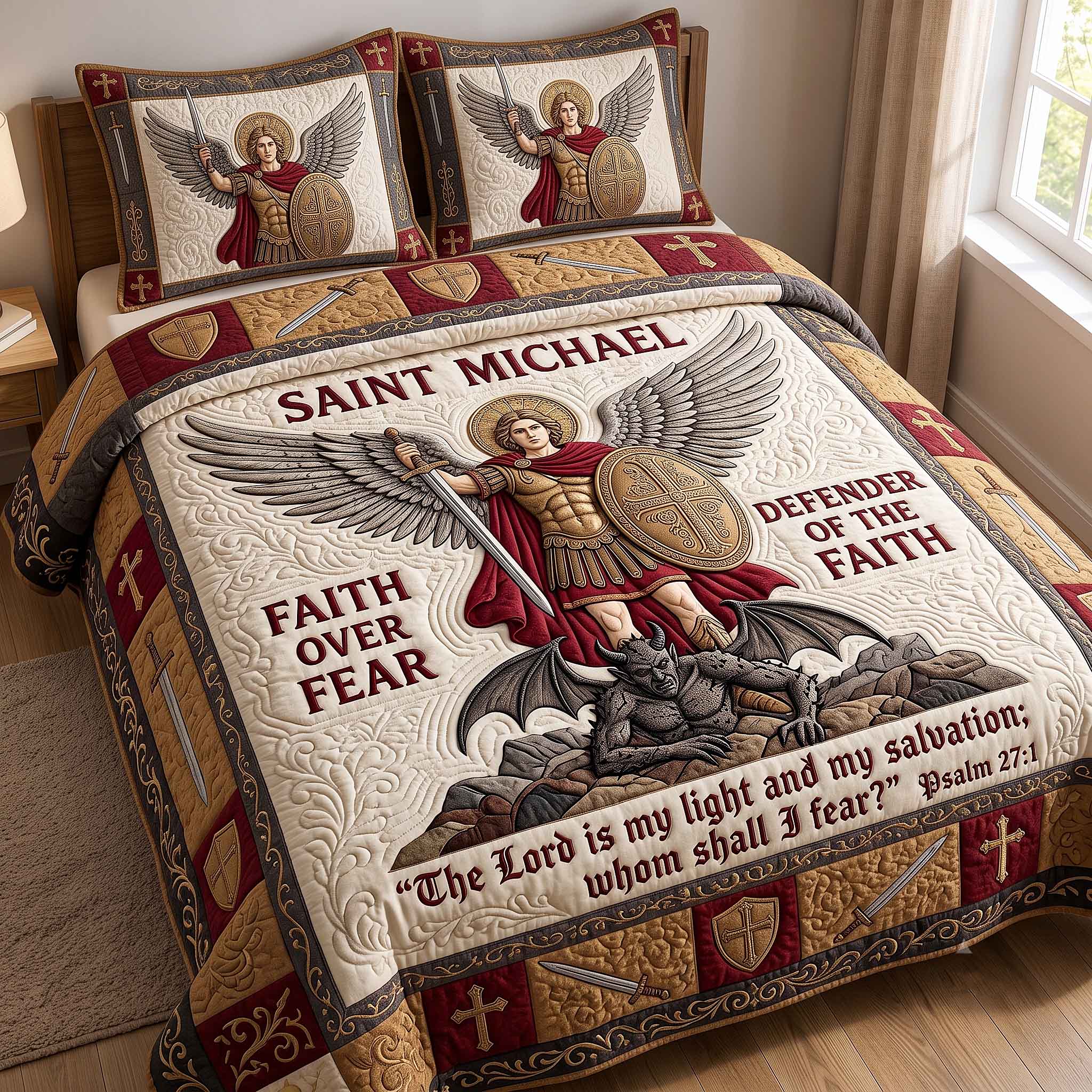 Saint Michael 3-Piece Quilted Bedding Set GFTOTP20438