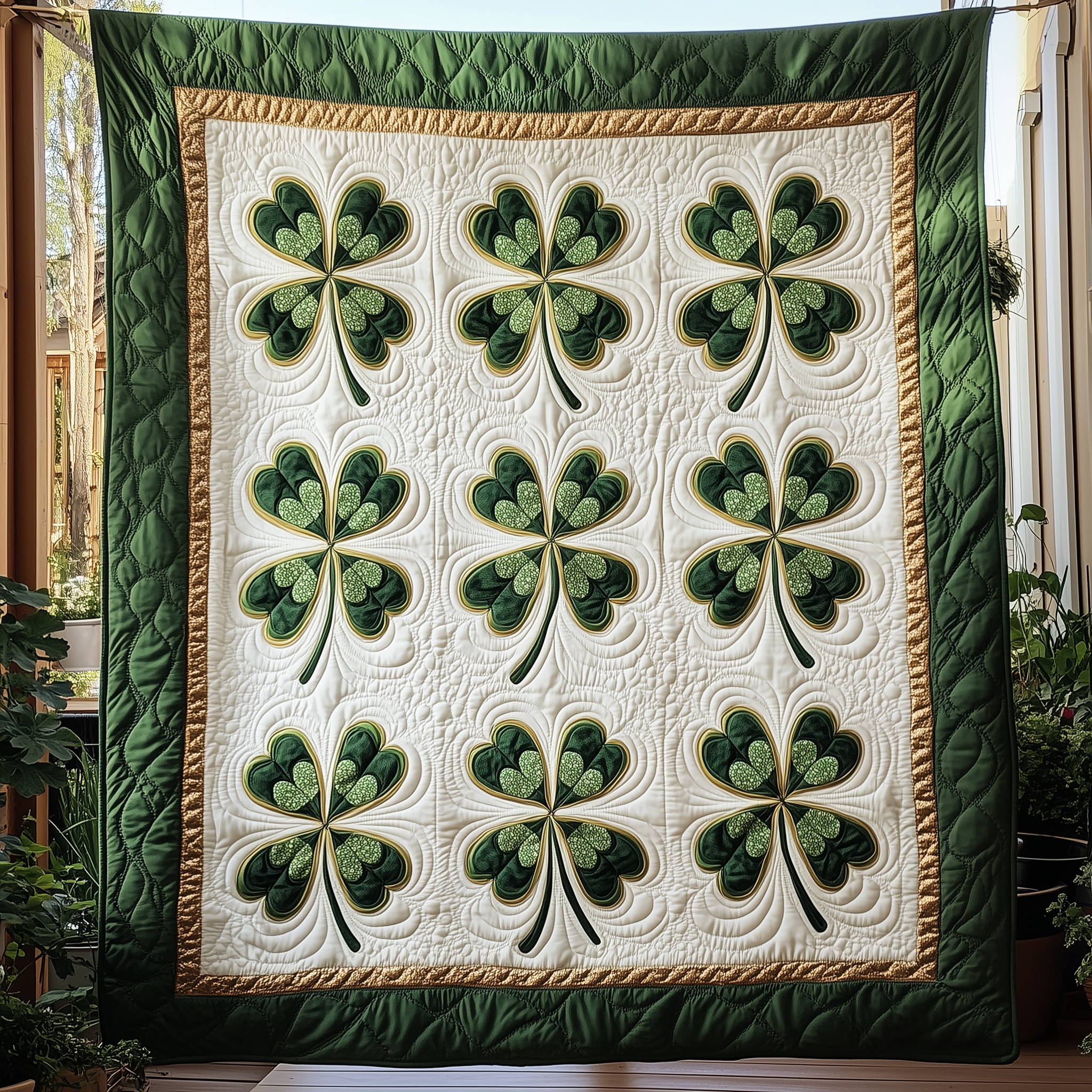 Irish Shamrock Quilted Blanket GFTOTP2298