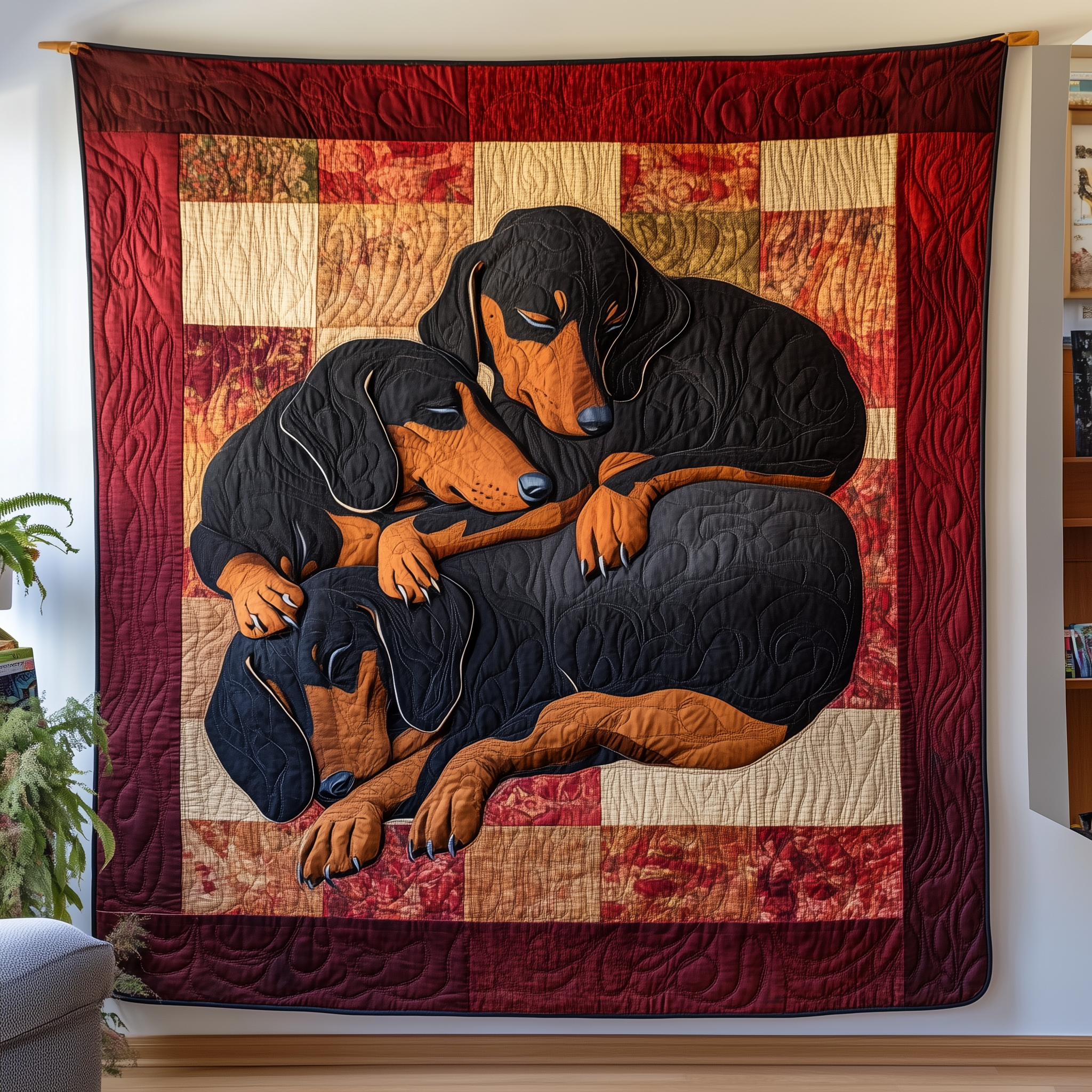 Whimsical Sleeping Dachshund Quilted Blanket GFTOTP2393